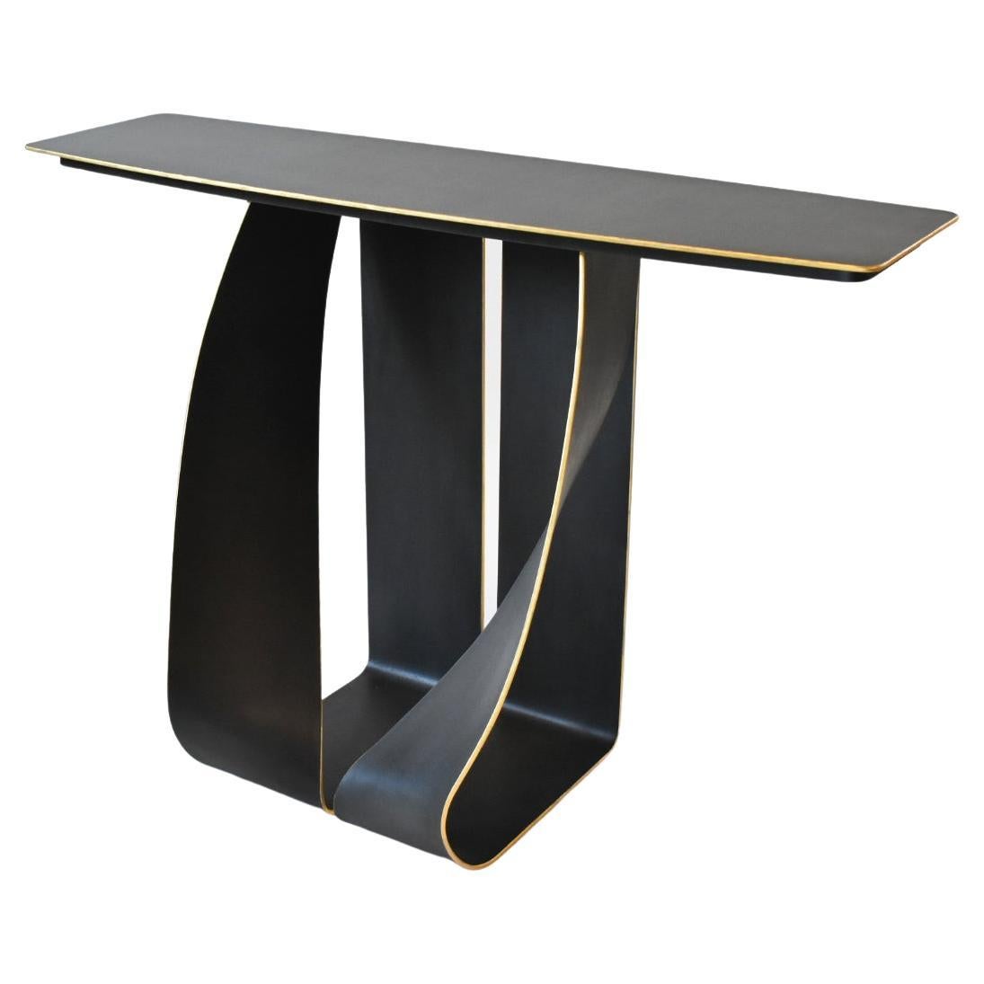 Contemporary Strip Center Console with 24KT Gold Leaf Edge For Sale