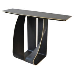 Contemporary Strip Center Console with 24KT Gold Leaf Edge