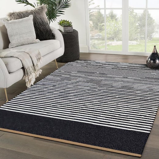 Contemporary Striped Area Rug New Zealand Wool Hand Tufted For Sale at  1stDibs