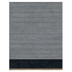Contemporary Striped Area Rug New Zealand Wool Hand Tufted