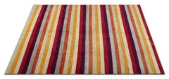 Contemporary Striped Area Rug Multicolored Modern Bedroom Rug