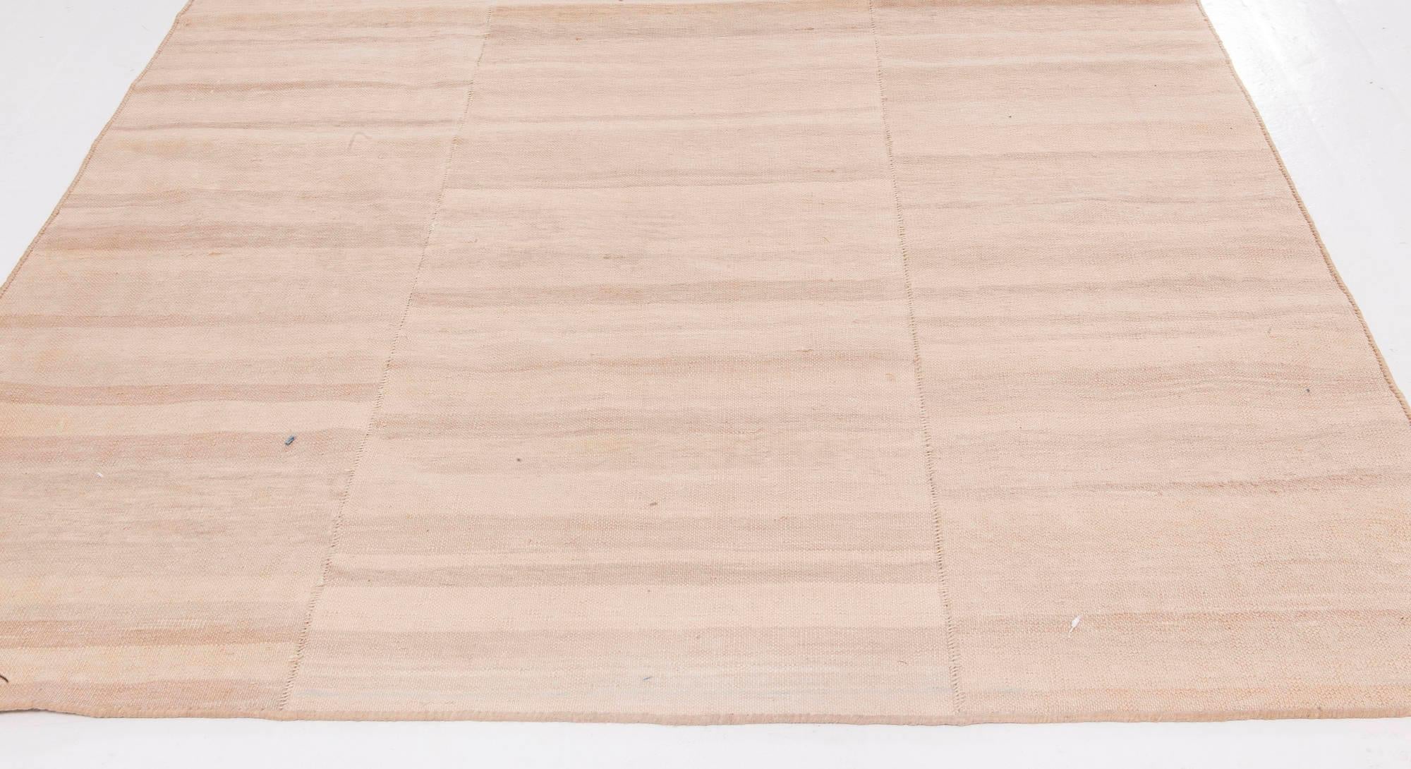 Hand-Knotted Contemporary Striped Beige Kilim Runner by Doris Leslie Blau For Sale