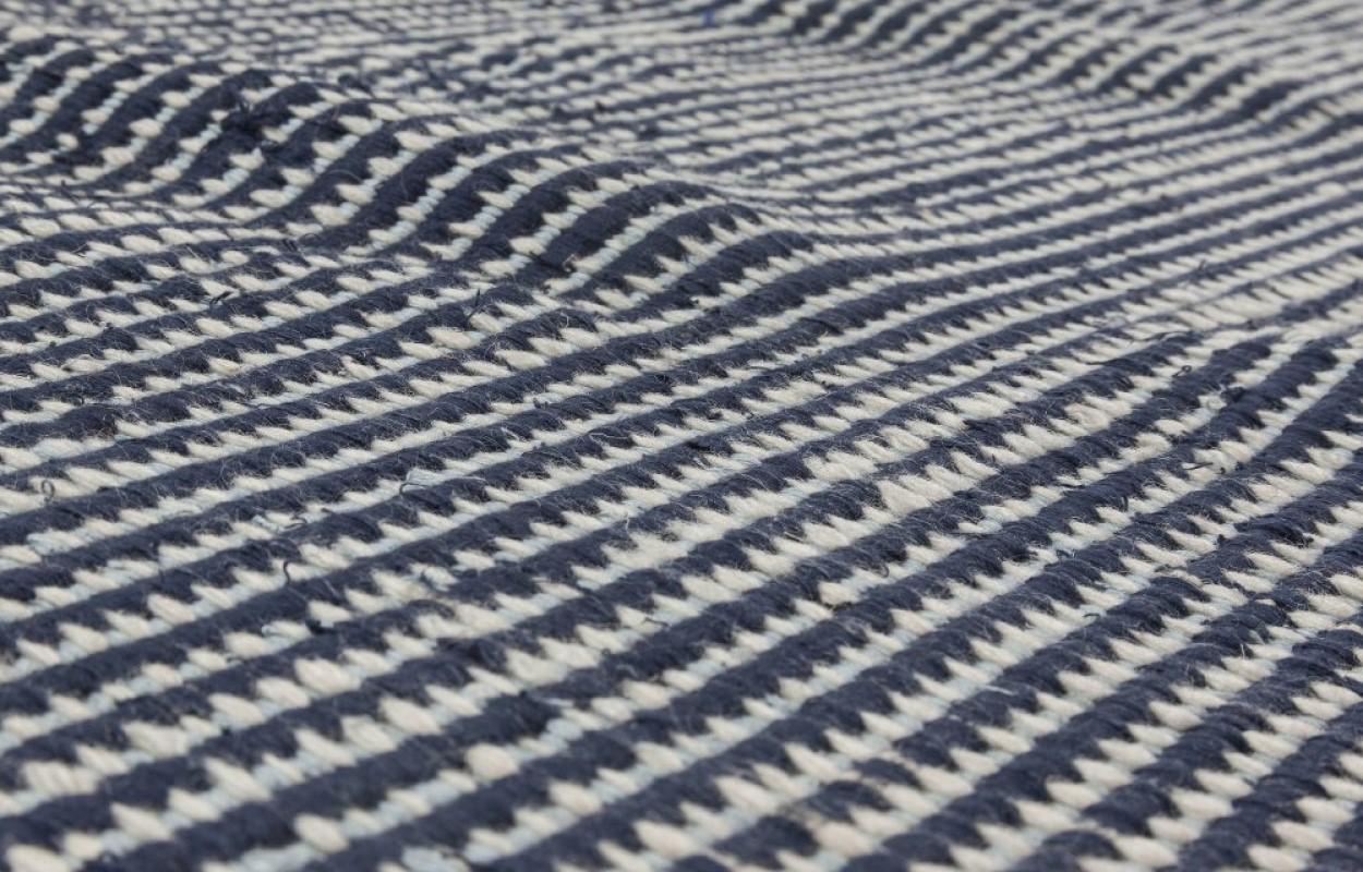 Contemporary striped blue flat-weave wool rug by Doris Leslie Blau.
Size: 12'8