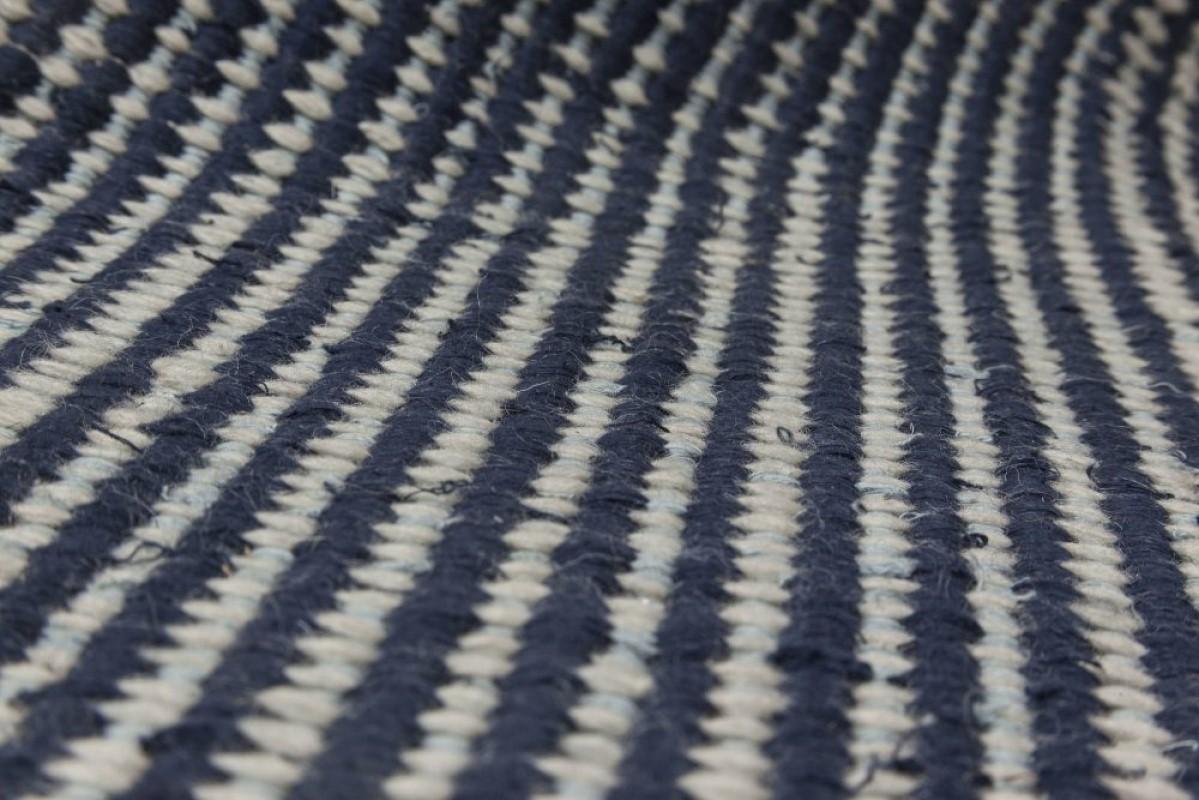 Modern Contemporary Striped Blue Flat-Weave Wool Rug by Doris Leslie Blau For Sale