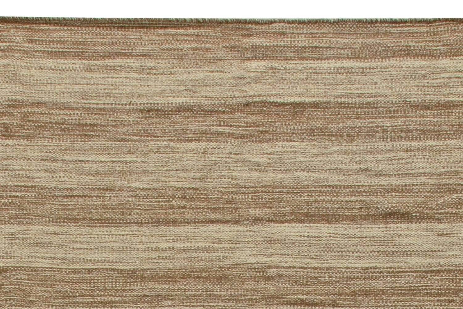 Contemporary Striped Brown and Beige Flat-Weave Wool Rug by Doris Leslie Blau In New Condition For Sale In New York, NY