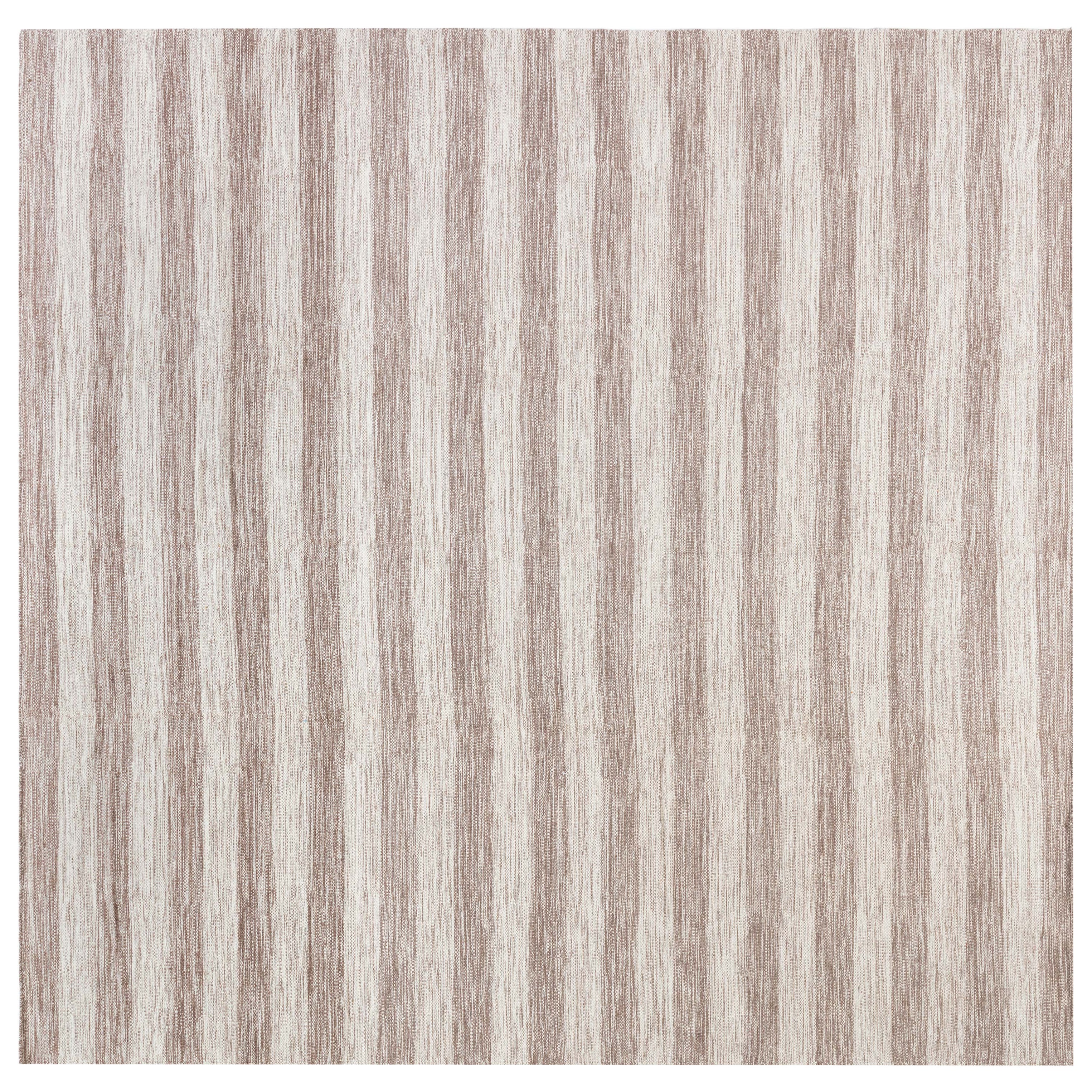 Alfombra contemporánea de lana a rayas marrón y beige de Doris Leslie Blau en venta