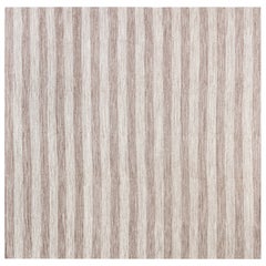 Zeitgenössischer gestreifter brauner und beigefarbener Flachgewebe-Wollteppich von Doris Leslie Blau