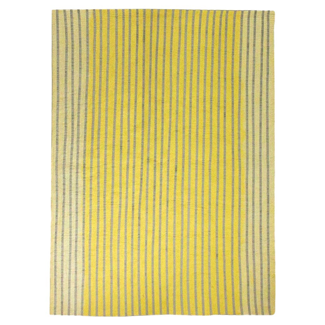 Contemporary Striped Double Sided Grey and Yellow Rug by Doris Leslie Blau For Sale