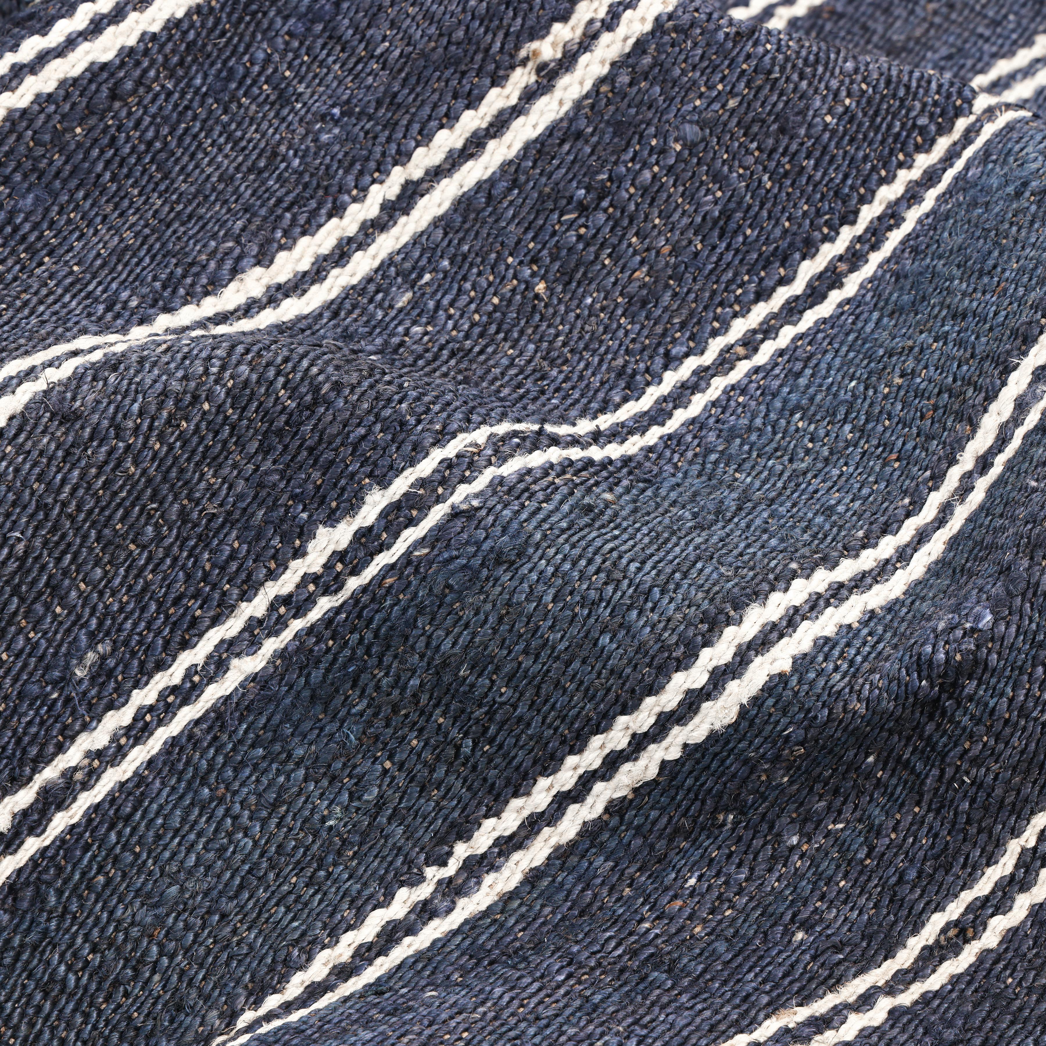 Contemporary Striped Hand Made Blue Area Rug 3 x 5 For Sale 2