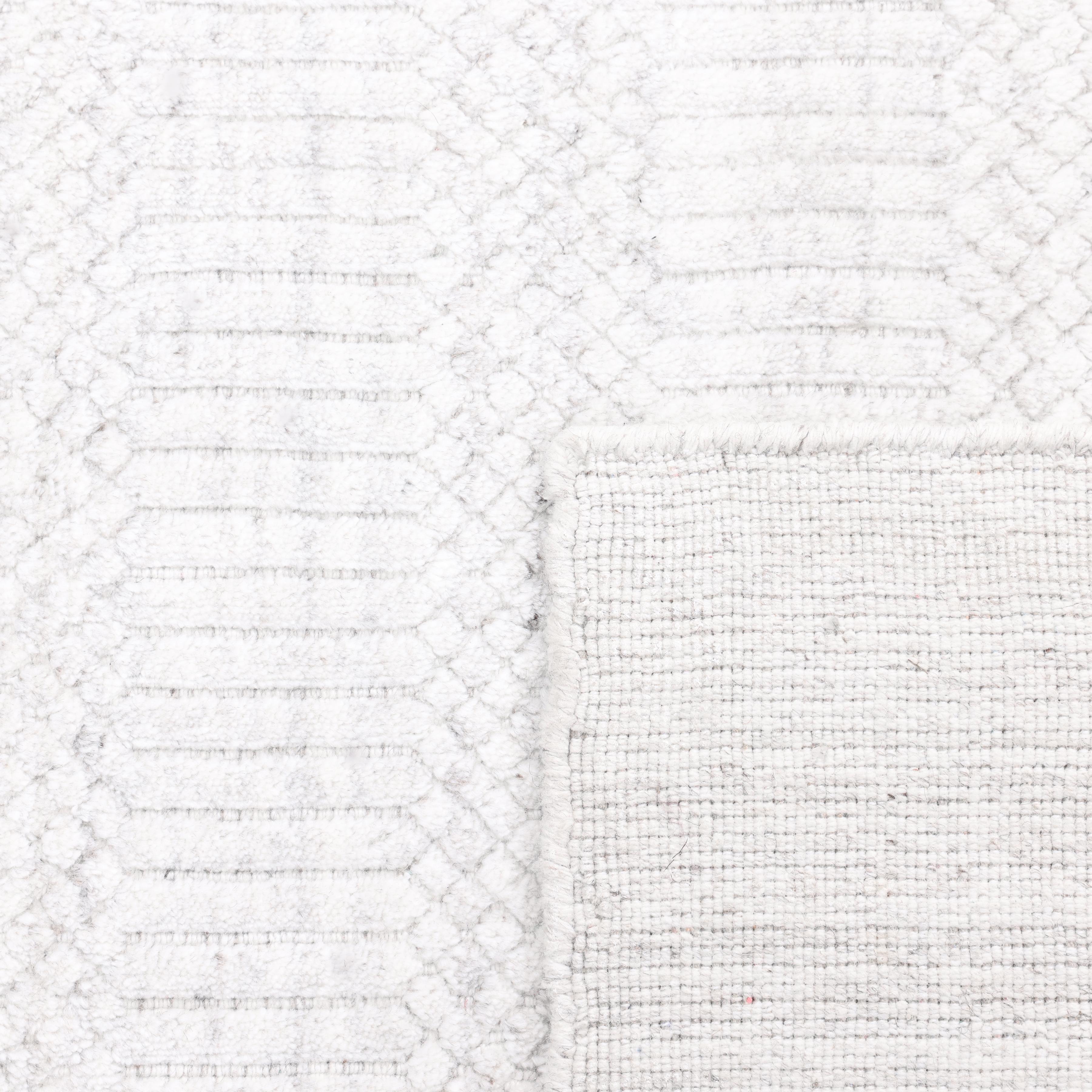 Wool Contemporary Striped Hand Made Ivory Area Rug 10' 0