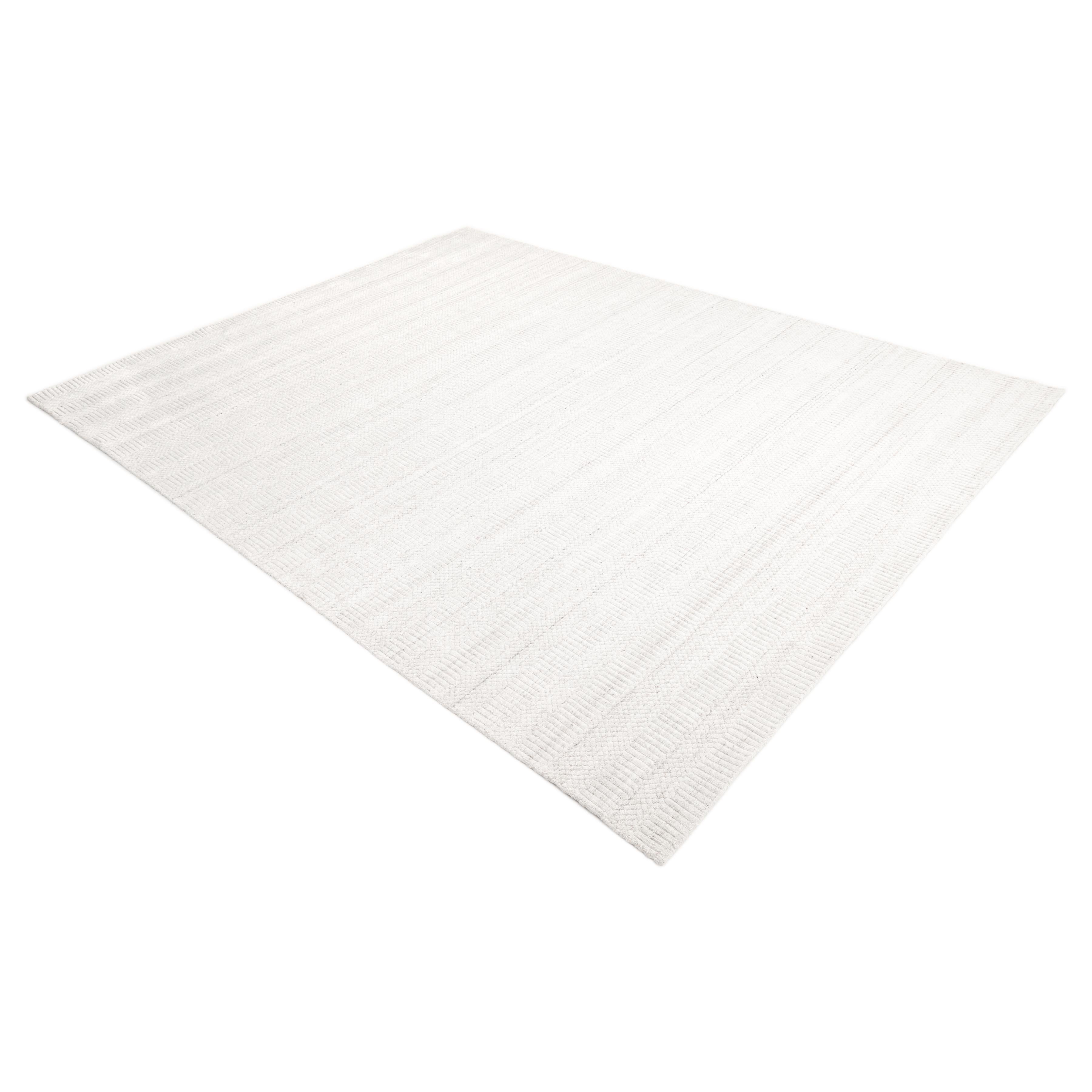 Contemporary Striped Hand Made Ivory Area Rug 10' 0
