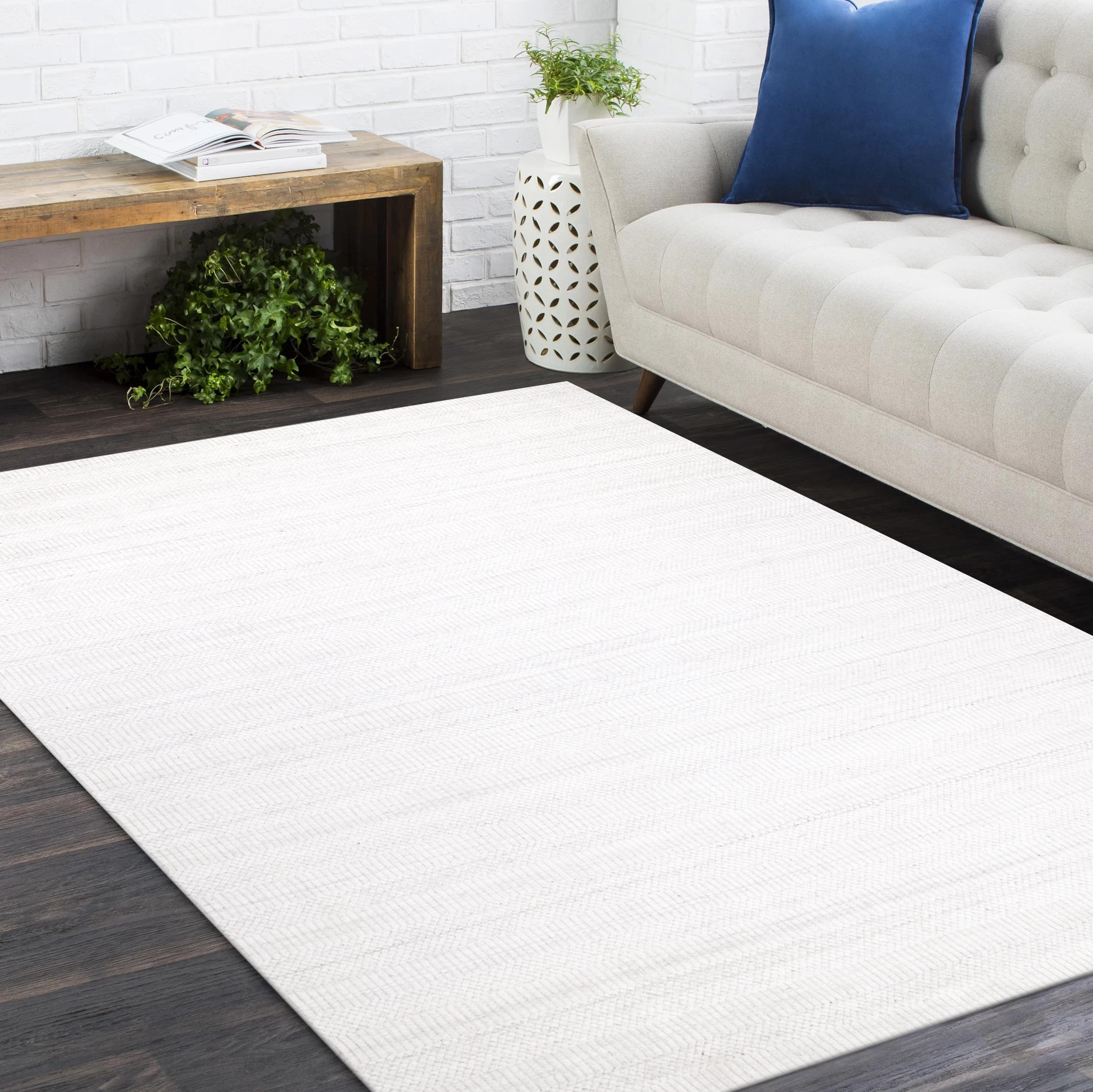 Contemporary Striped Hand Made Ivory Area Rug 10' 0