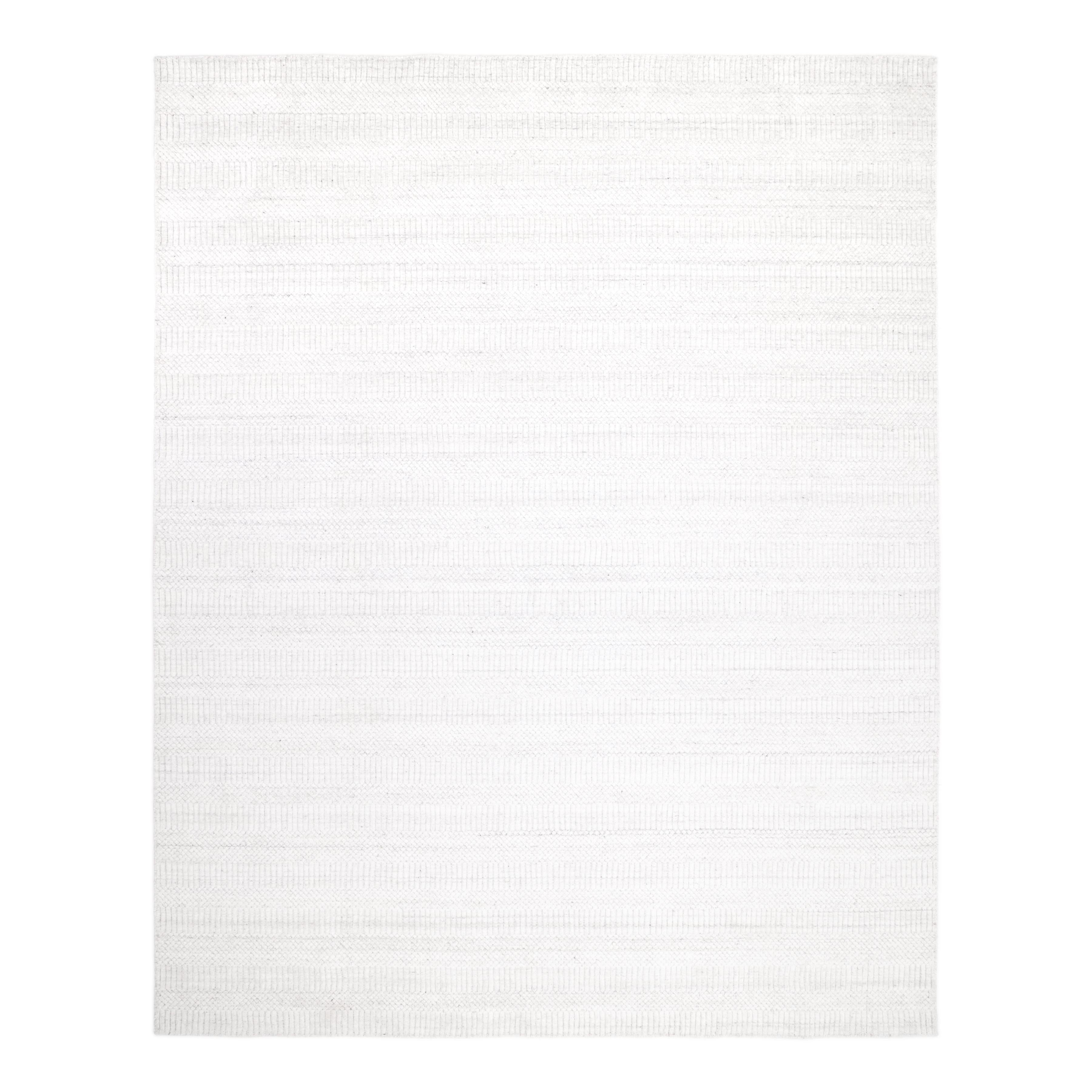 Contemporary Striped Hand Made Ivory Area Rug 10' 0" x 14' 0"