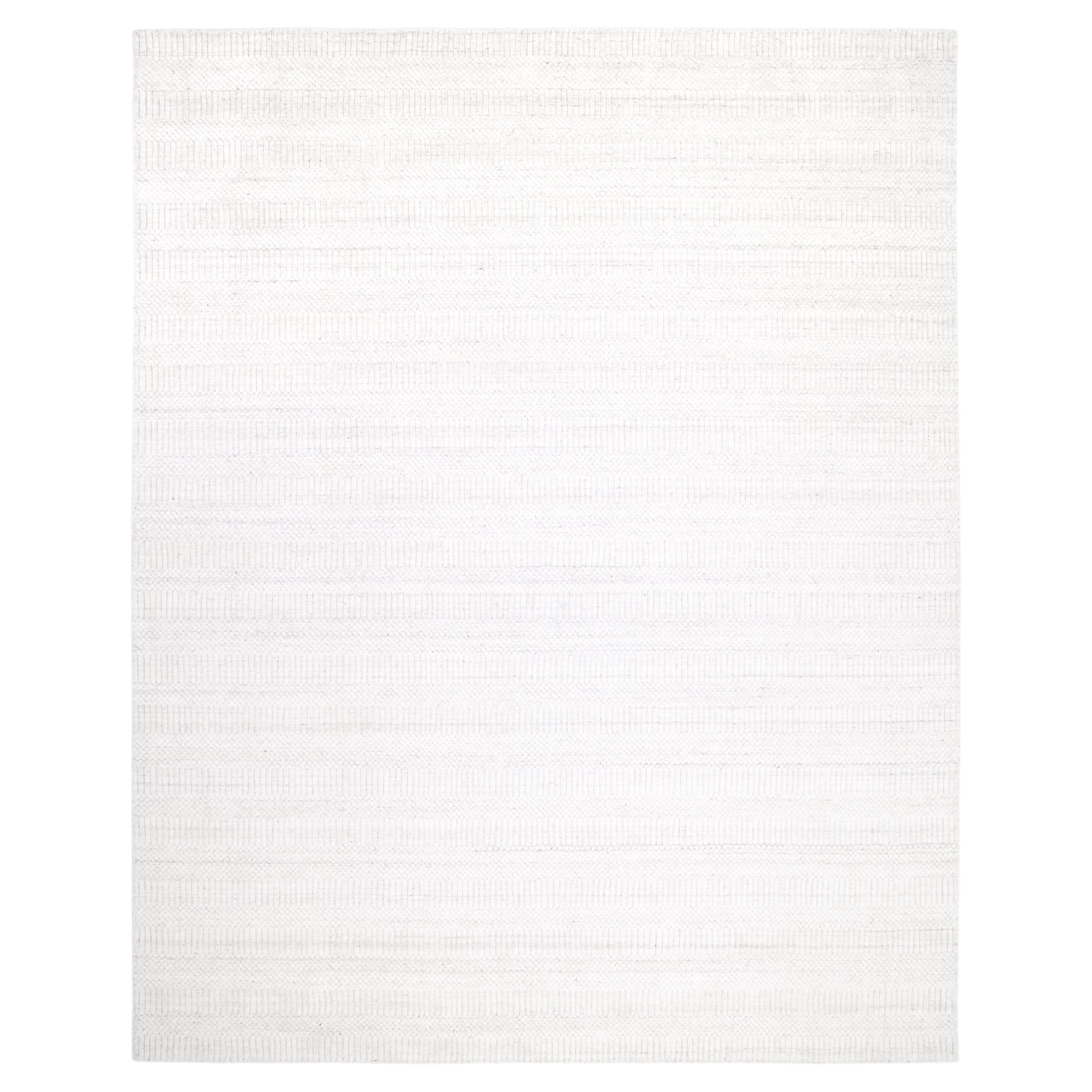 Contemporary Striped Hand Made Ivory Area Rug 3' 0" x 5' 0"