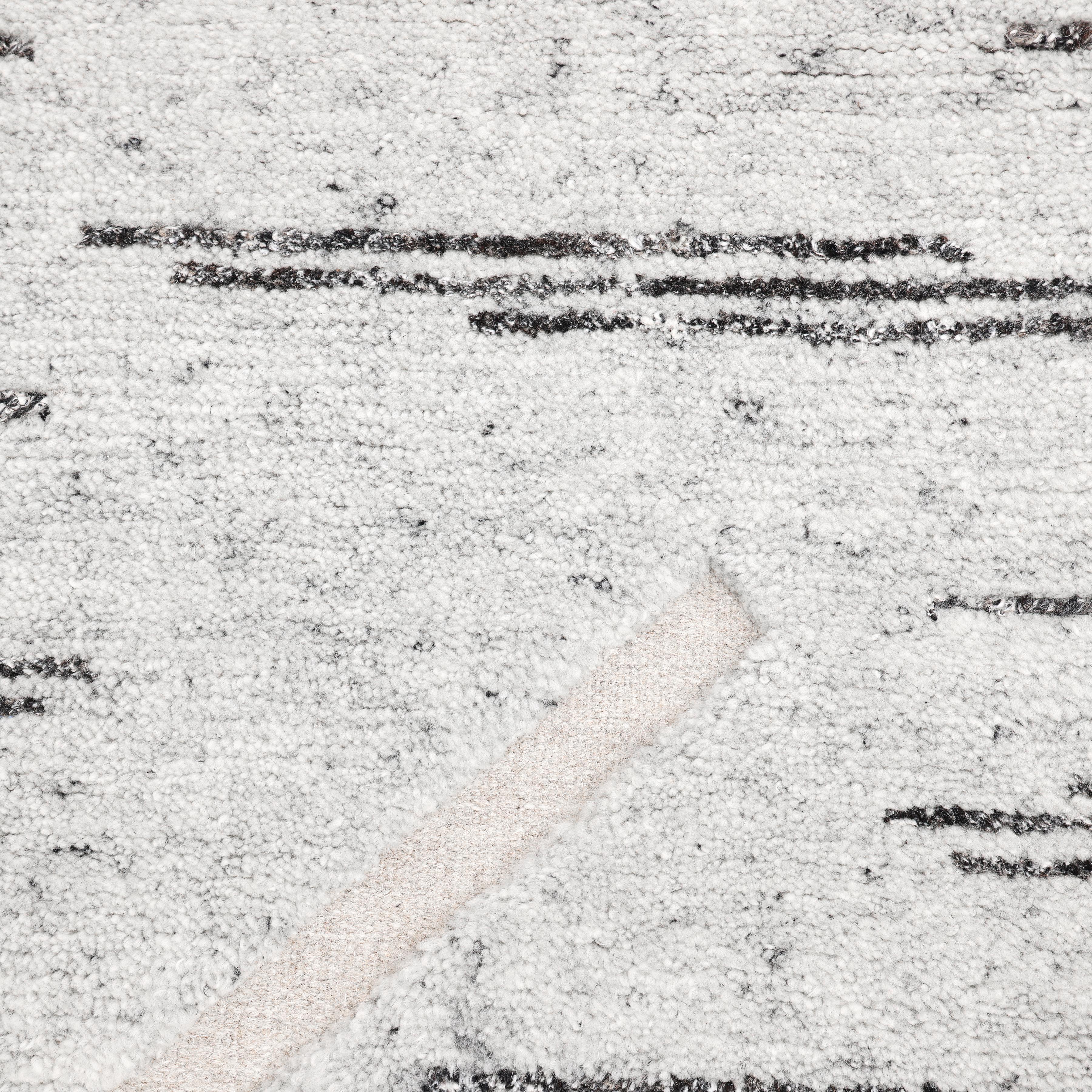 Indian Contemporary Striped Hand Made Light Gray Area Rug 3' 0