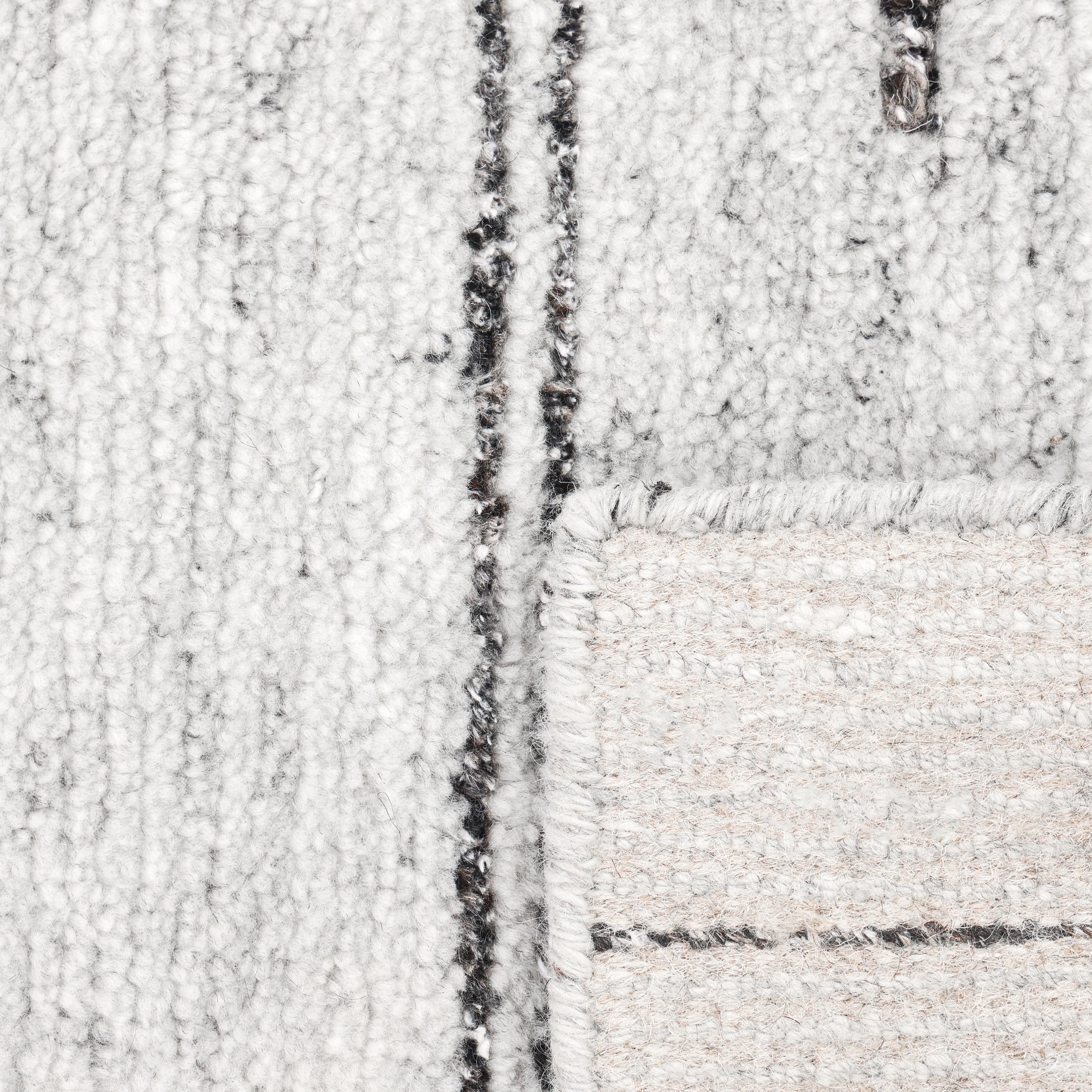 Contemporary Striped Hand Made Light Gray Area Rug 3' 0