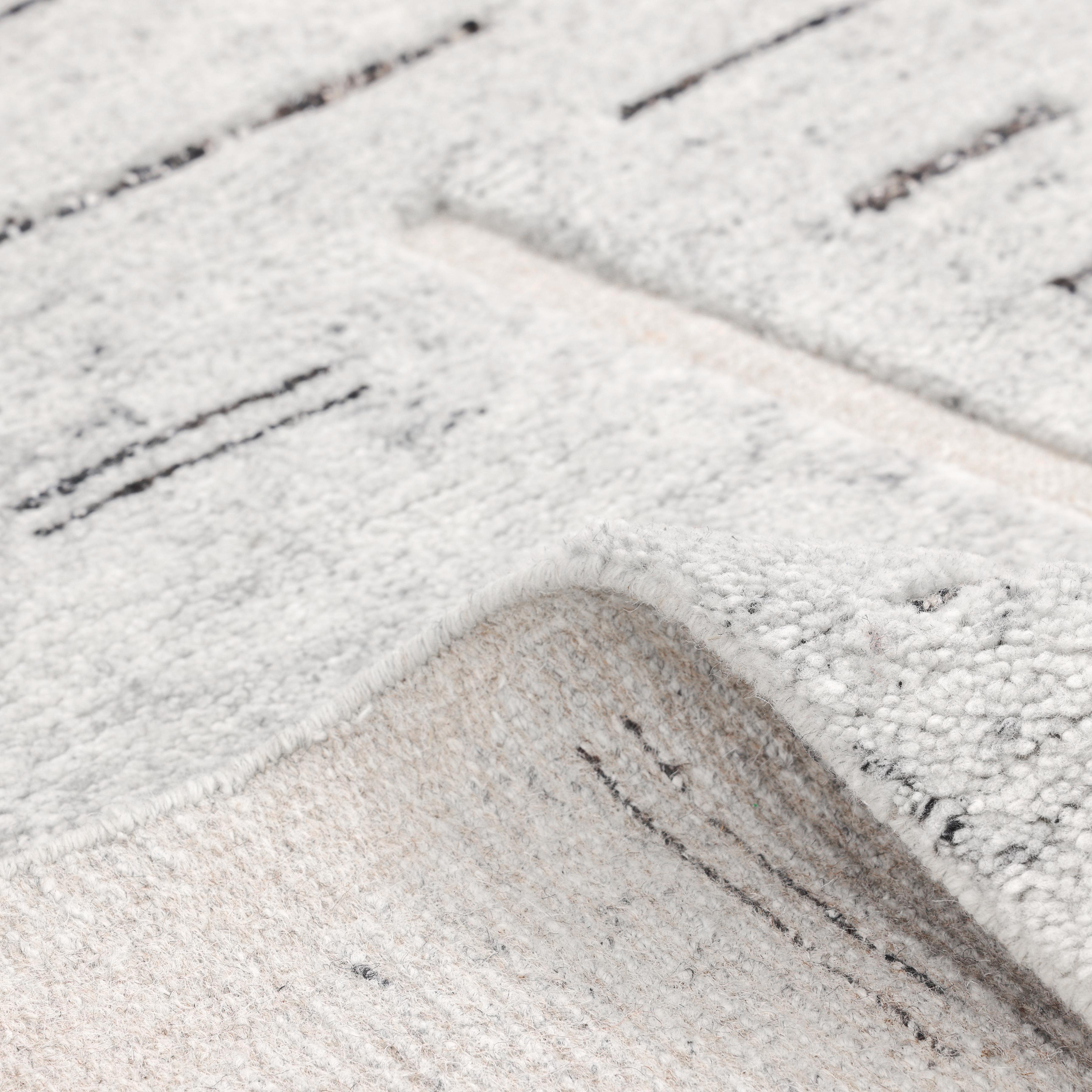 Wool Contemporary Striped Hand Made Light Gray Area Rug 3' 0