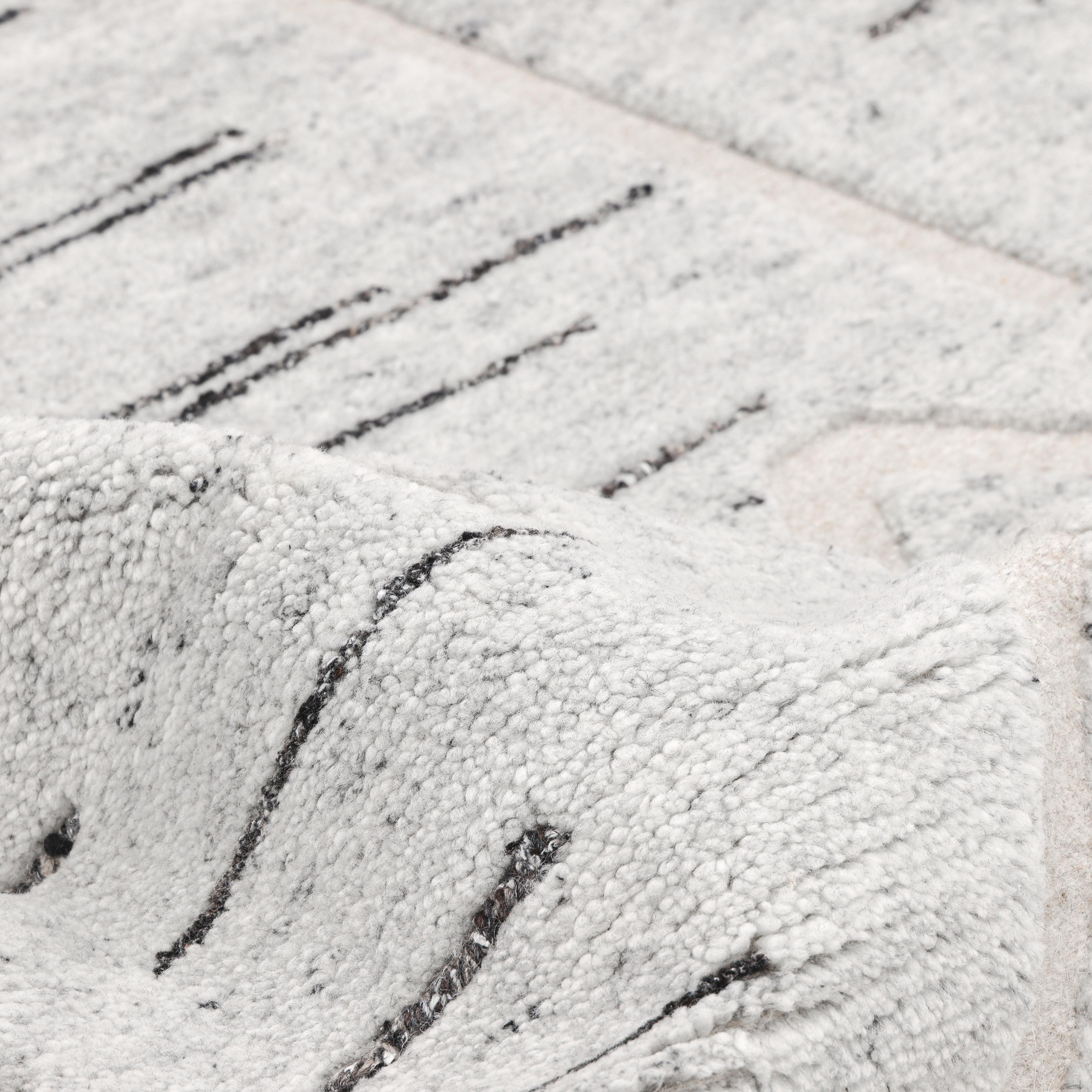 Contemporary Striped Hand Made Light Gray Area Rug 3' 0
