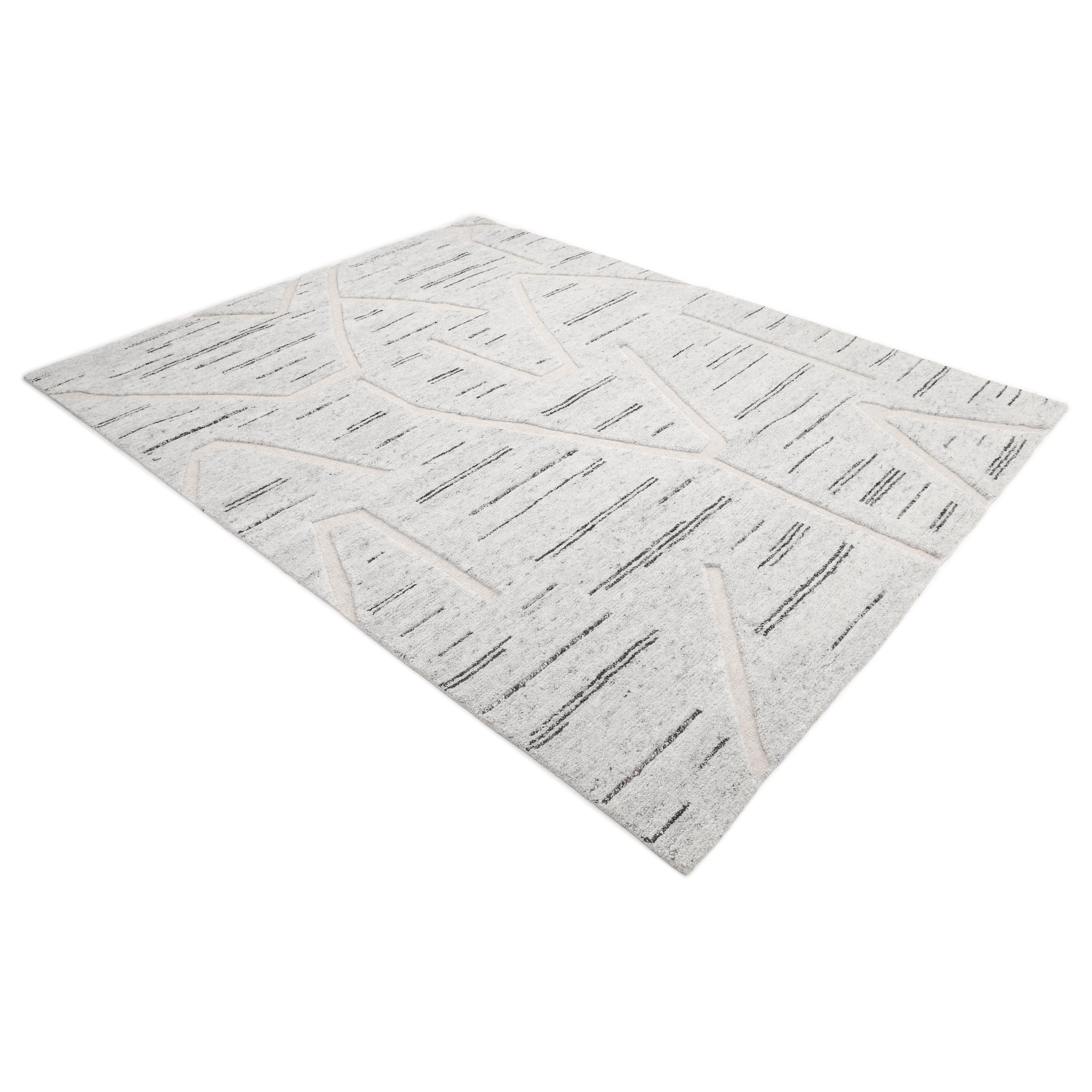 Contemporary Striped Hand Made Light Gray Area Rug 3' 0