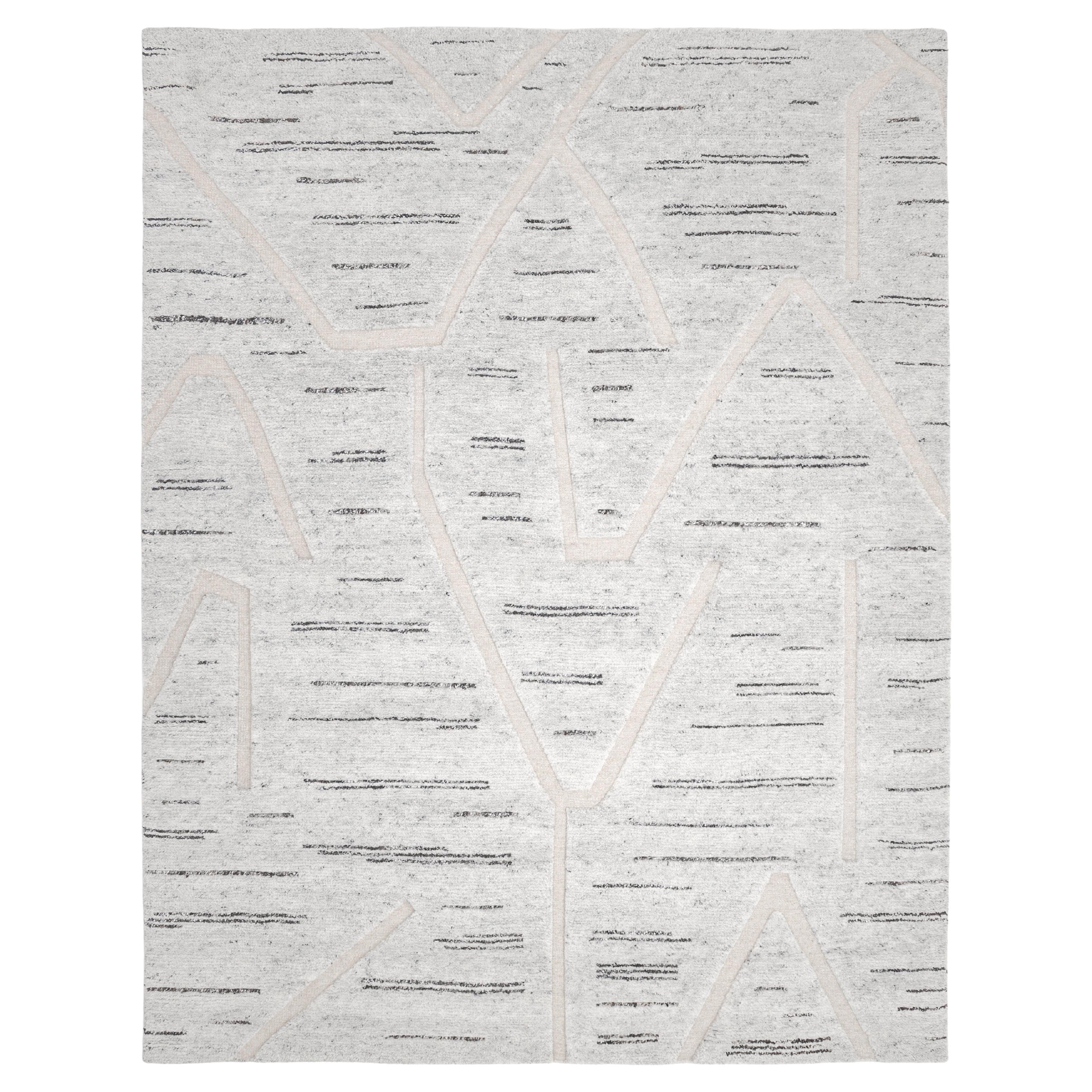 Contemporary Striped Hand Made Light Gray Area Rug 5' 0" x 8' 0"