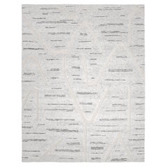 Contemporary Striped Hand Made Light Gray Area Rug 5' 0" x 8' 0"