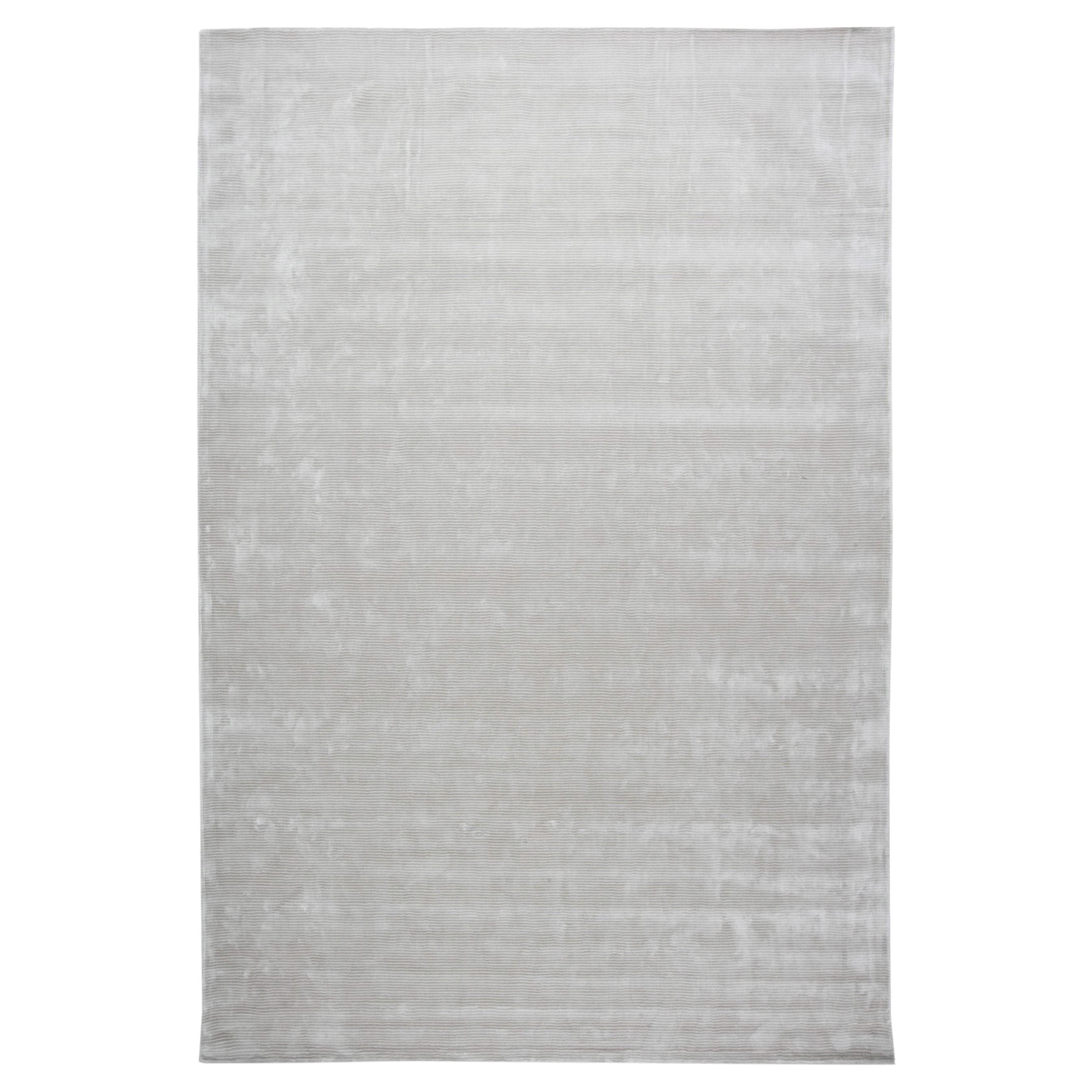 Contemporary Striped Light Gray Silk Carpet "Plisse" by Doris Leslie Blau