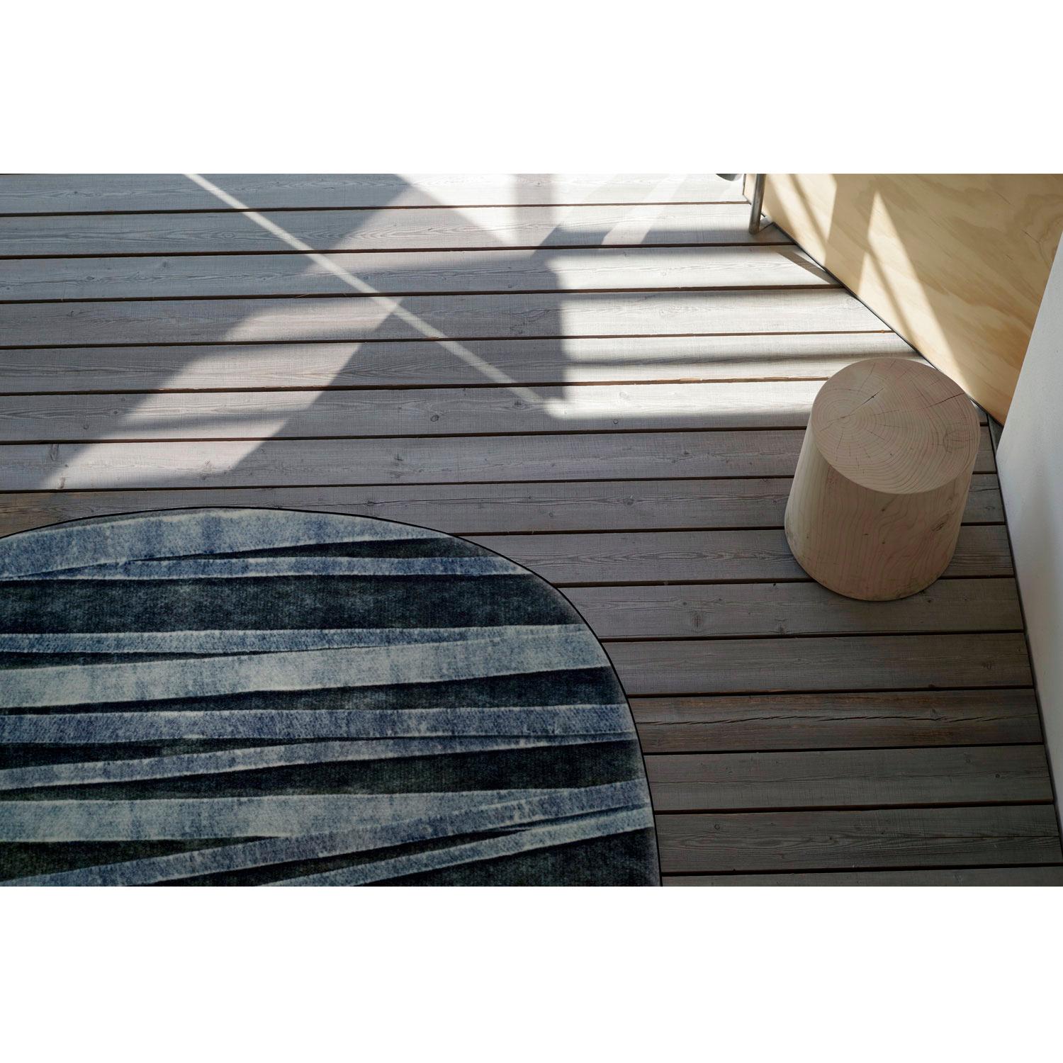 Modern Contemporary Striped Organic Shape Green Rug by Deanna Comellini 380x395 cm For Sale