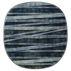 Contemporary Striped Organic Shape Green Rug by Deanna Comellini 190x200 cm