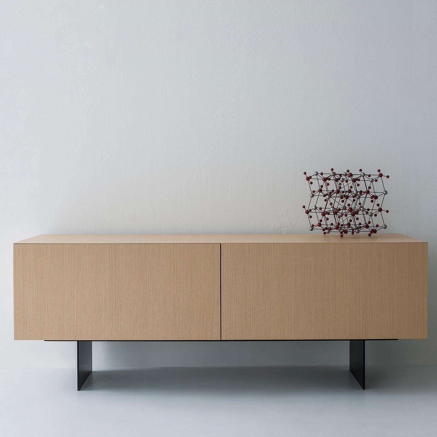 Modern Contemporary Striped Pattern Wood Sideboard by Sebastiano Bottos, Italia For Sale