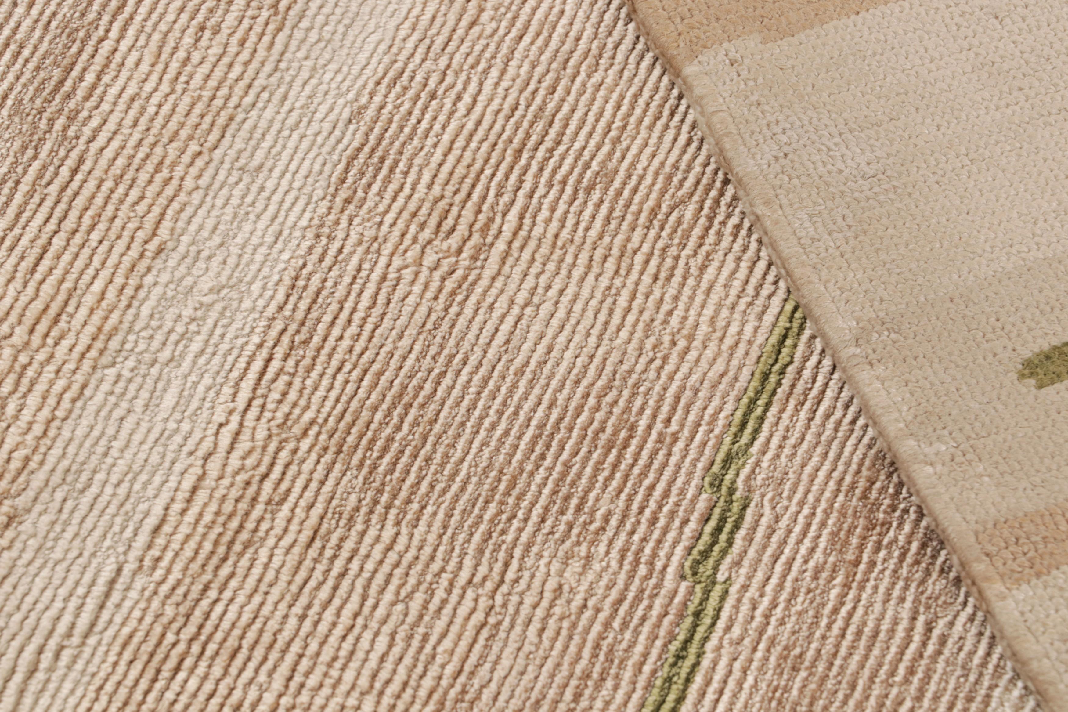 XXI secolo e contemporaneo Tappeto contemporaneo a righe Beige Brown Striped Silk Runner by Rug & Kilim in vendita