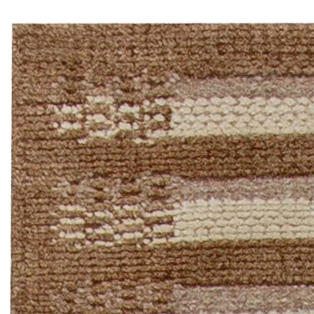 Hand-Knotted Contemporary Striped Swedish Inspired Runner by Doris Leslie Blau For Sale