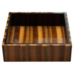 Contemporary Striped Tiger's Eye and Black Marble Vanity Tray