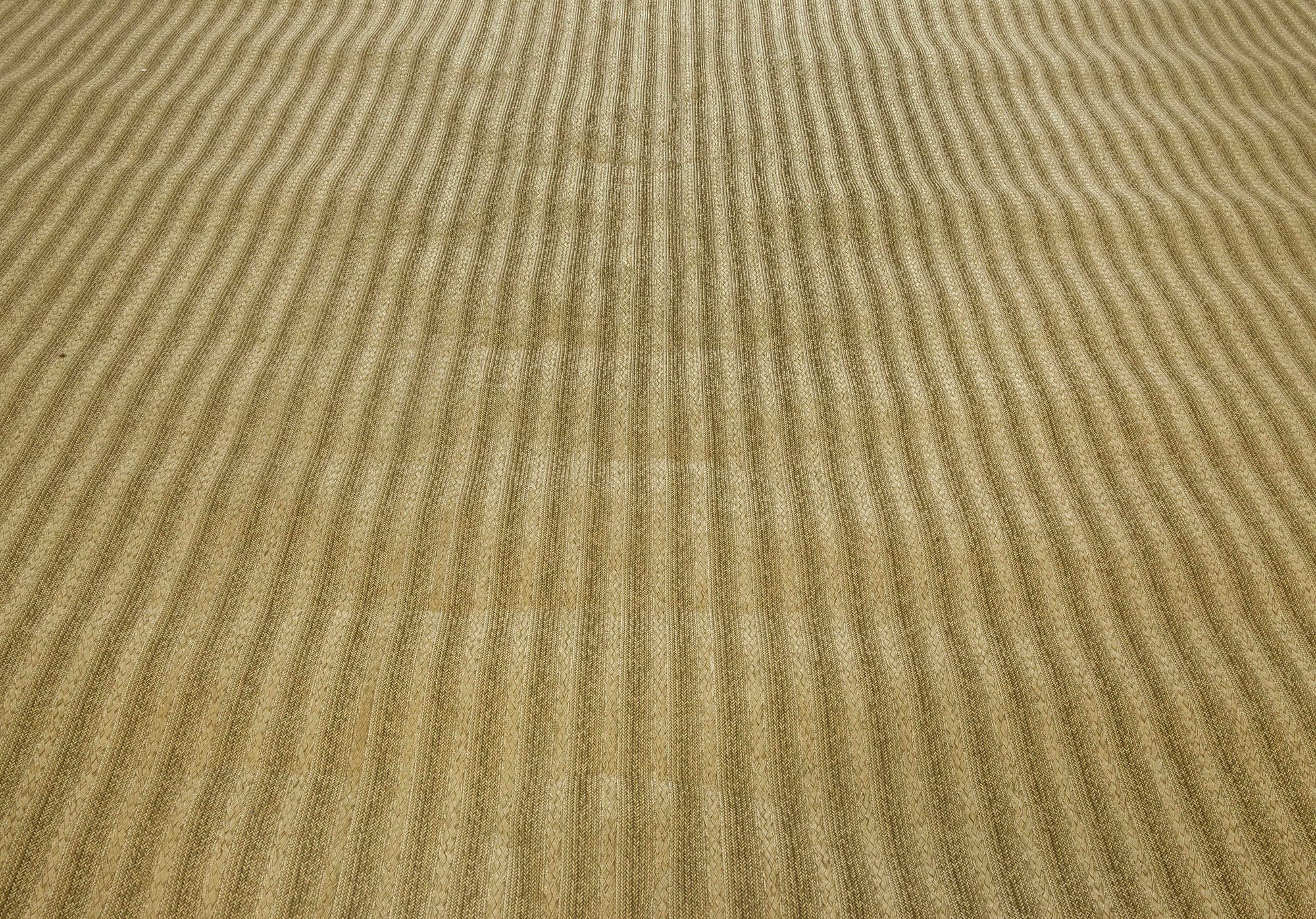 Portuguese Contemporary Striped Twisted Belts Leather Rug by Doris Leslie Blau For Sale