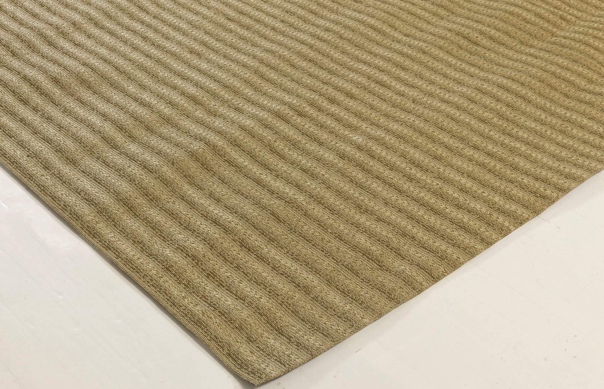 Hand-Knotted Contemporary Striped Twisted Belts Leather Rug by Doris Leslie Blau For Sale