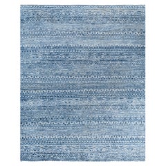 Contemporary Striped Wool Hand Knotted Beige Area Rug 8
 0" x 10
 1"