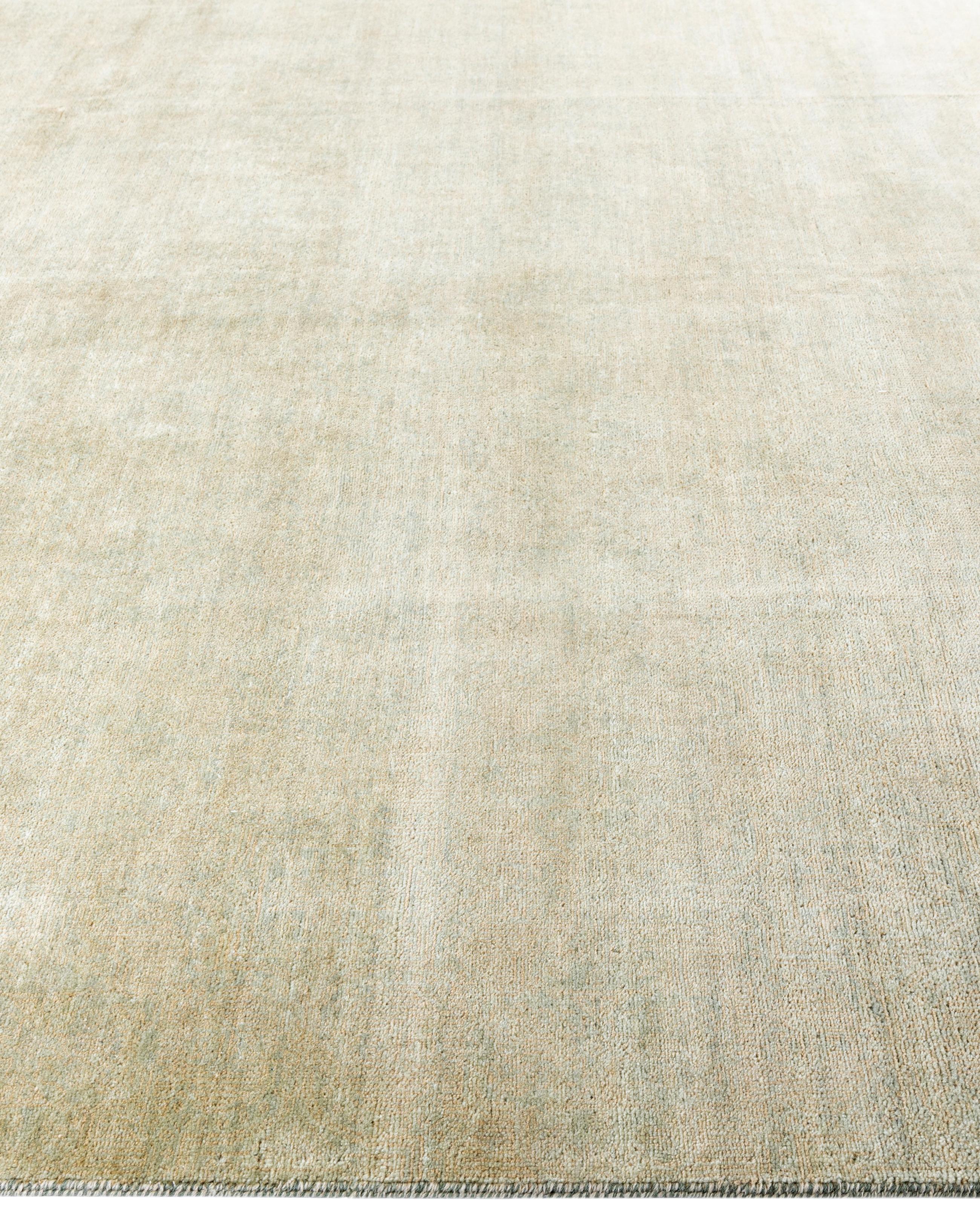 Hand-Knotted Contemporary Striped Wool Hand Knotted Brown Area Rug 9' 0