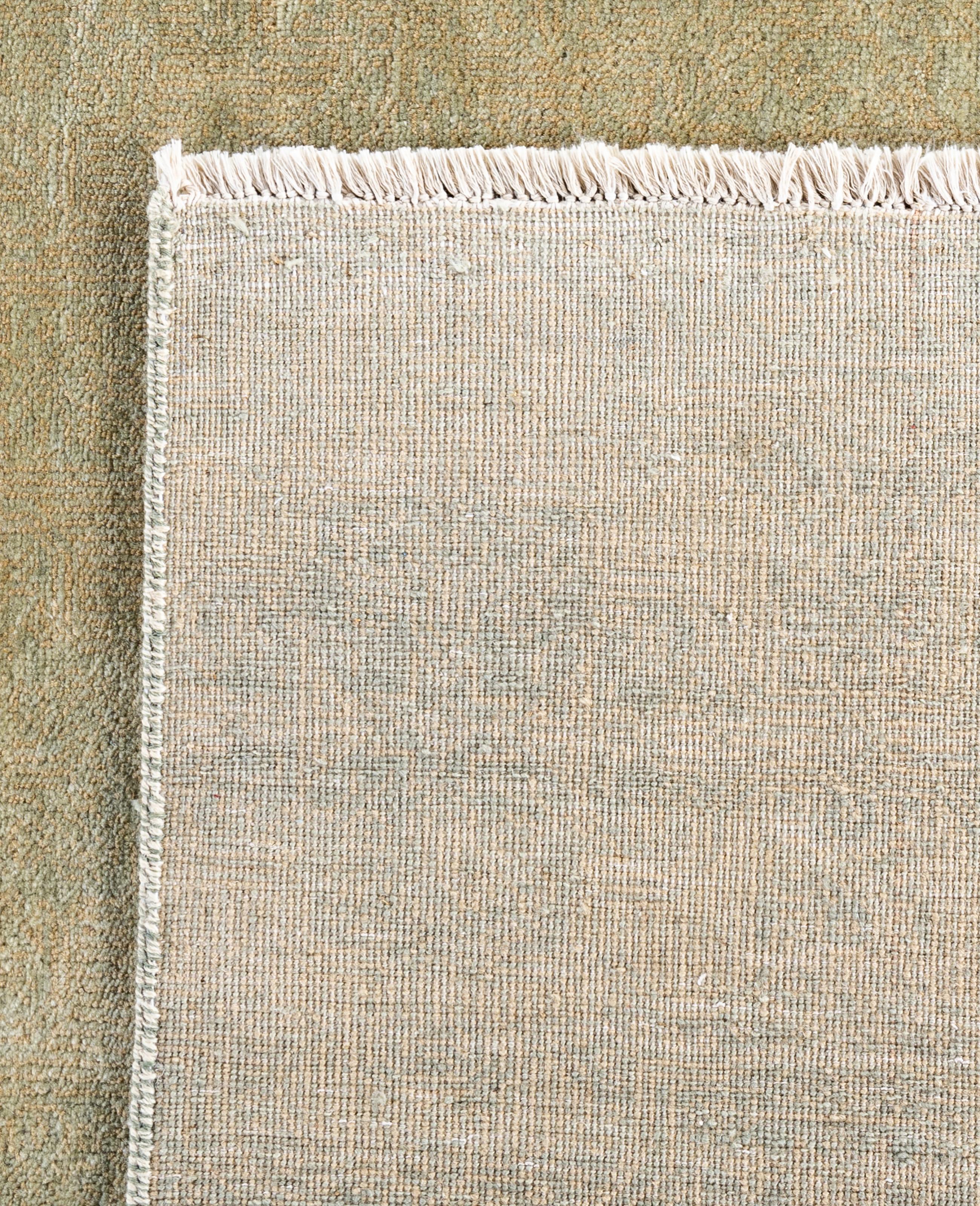 Contemporary Striped Wool Hand Knotted Brown Area Rug 9' 0