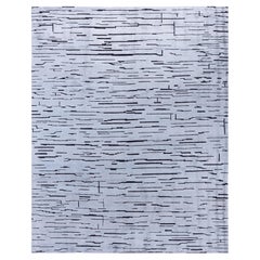 Alfombra de rayas contemporánea de lana y seda anudada a mano en beige 8' 1" x 10' 1