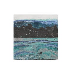 Contemporary Blue Stucco Marble Spanish Square Side Table