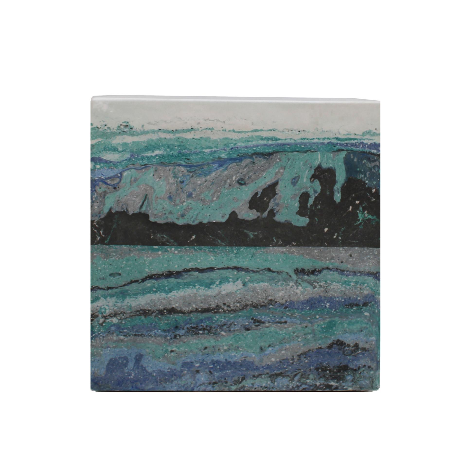 Contemporary Stucco Marble Spanish Side Table In Good Condition For Sale In Ibiza, Spain