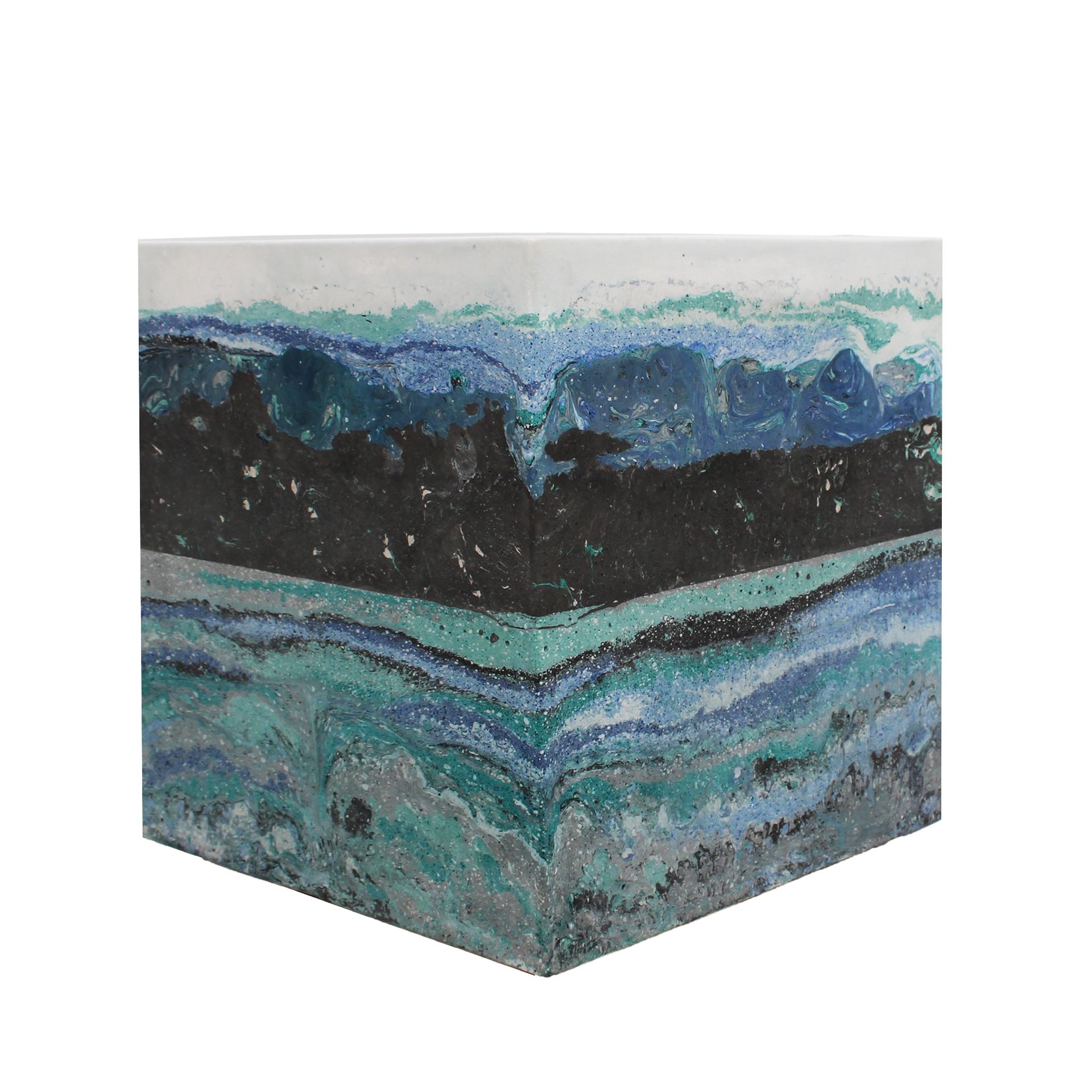 Contemporary Stucco Marble Spanish Side Table For Sale 1