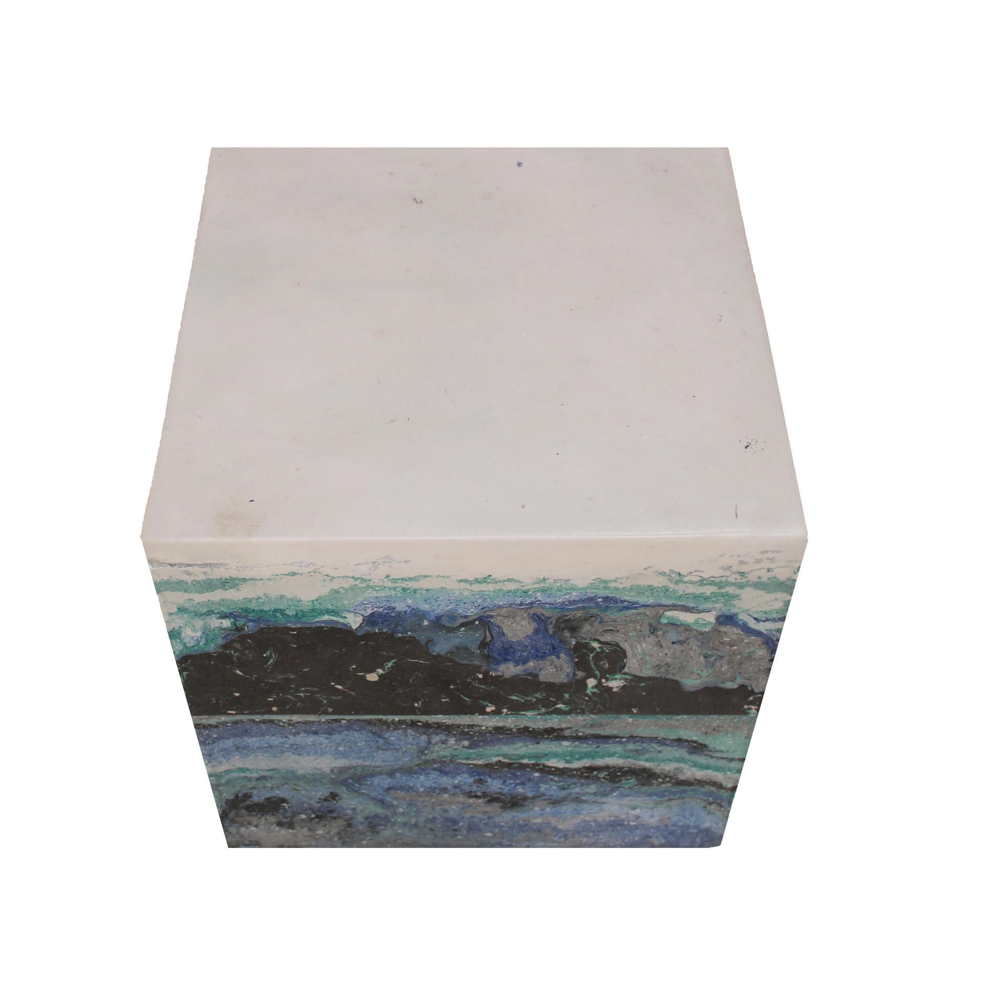 Contemporary Stucco Marble Spanish Side Table For Sale 2