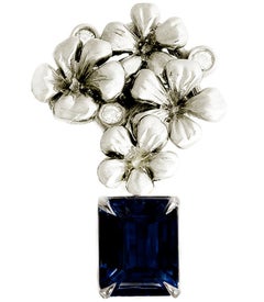 Eighteen Karat White Gold Contemporary Earrings with Natural Sapphires
