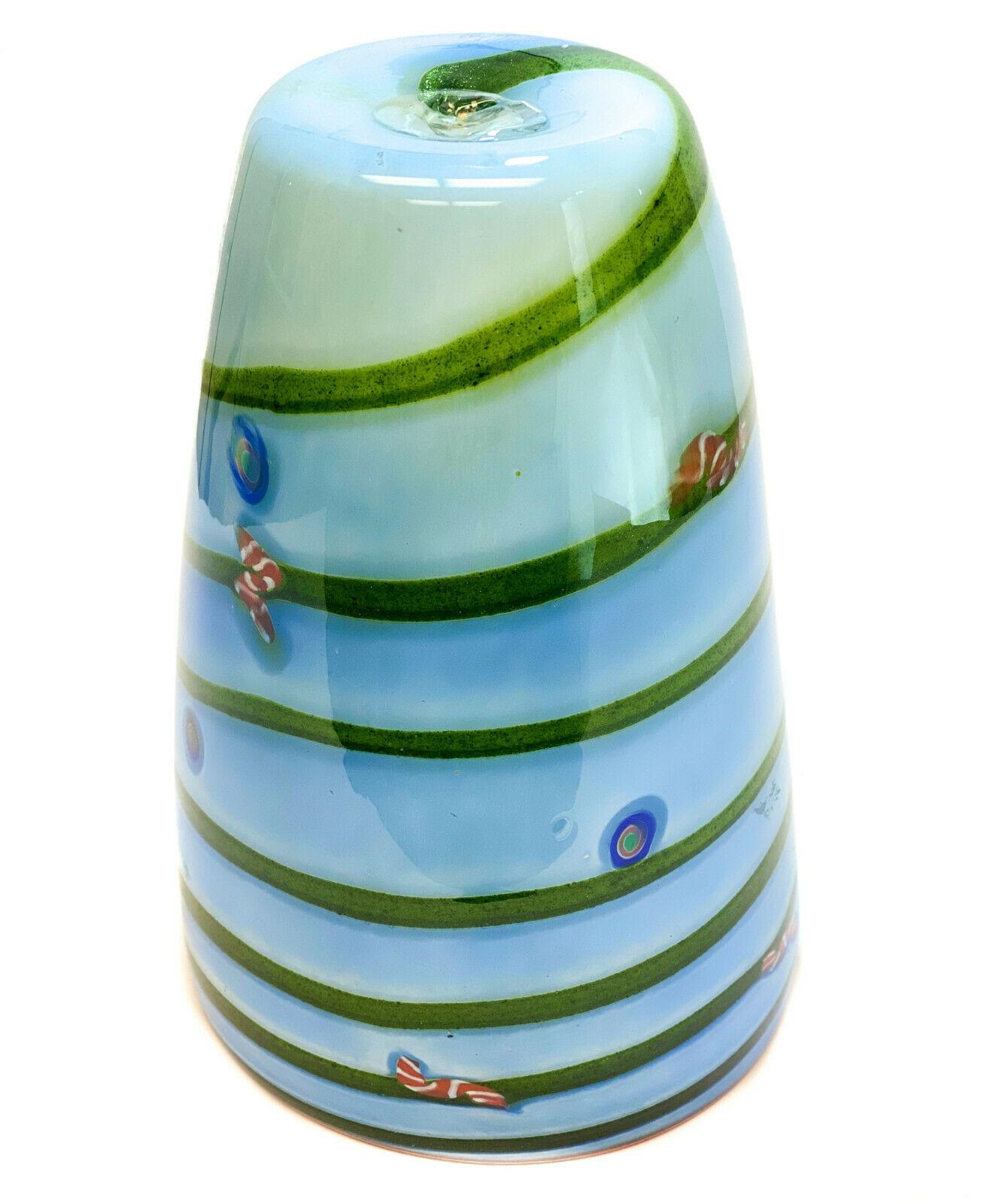 Contemporary Studio Art Glass Millefiori Blue, Gold Fleck Vase, Signed, 2001 For Sale 2