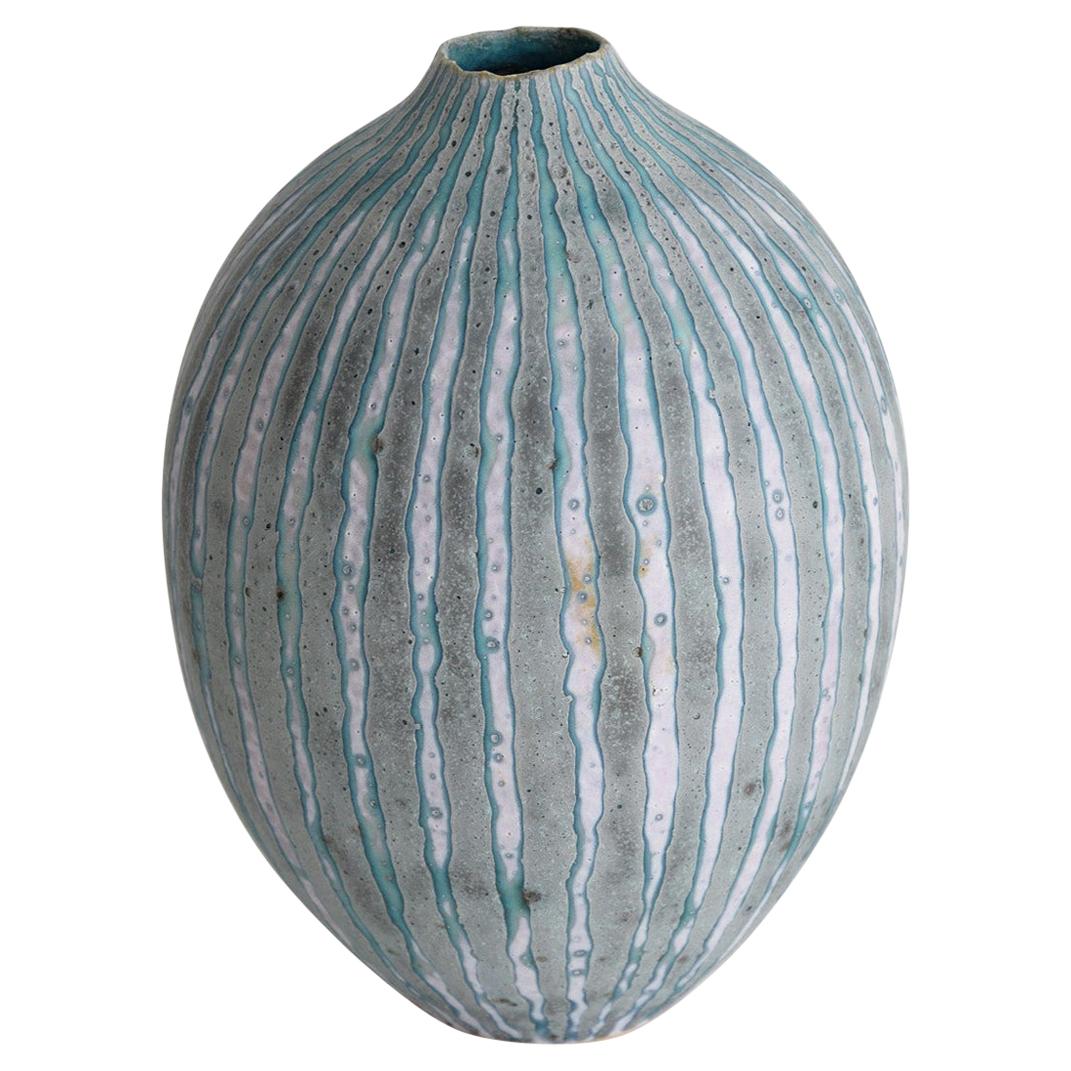 Contemporary Studio Ceramic Vase by Peter Beard British, PFB Seal / Mark, 1980s For Sale