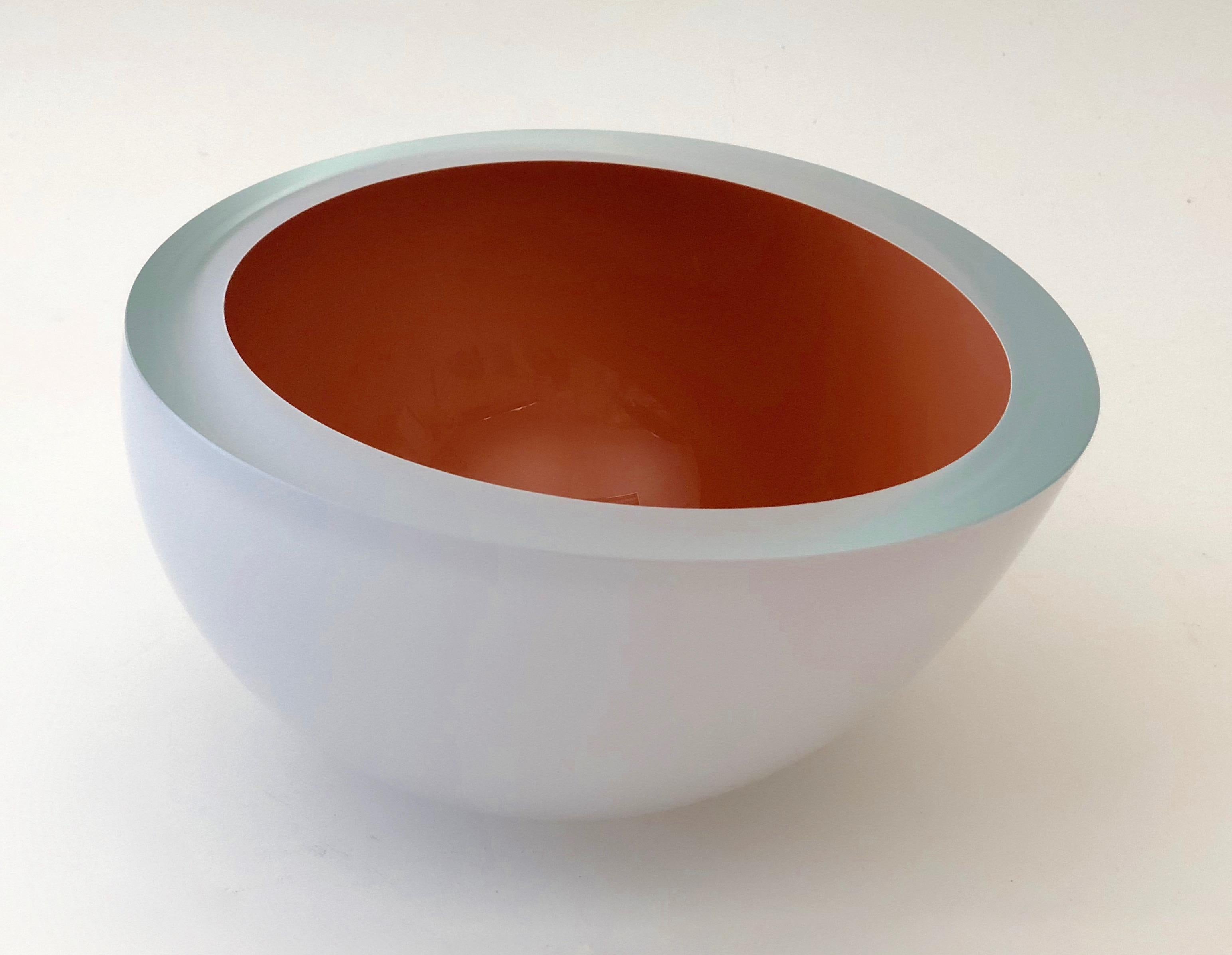 Other Contemporary Studio Glass Bowl in Coral Color, Made in the Czech Republic, 2010 For Sale