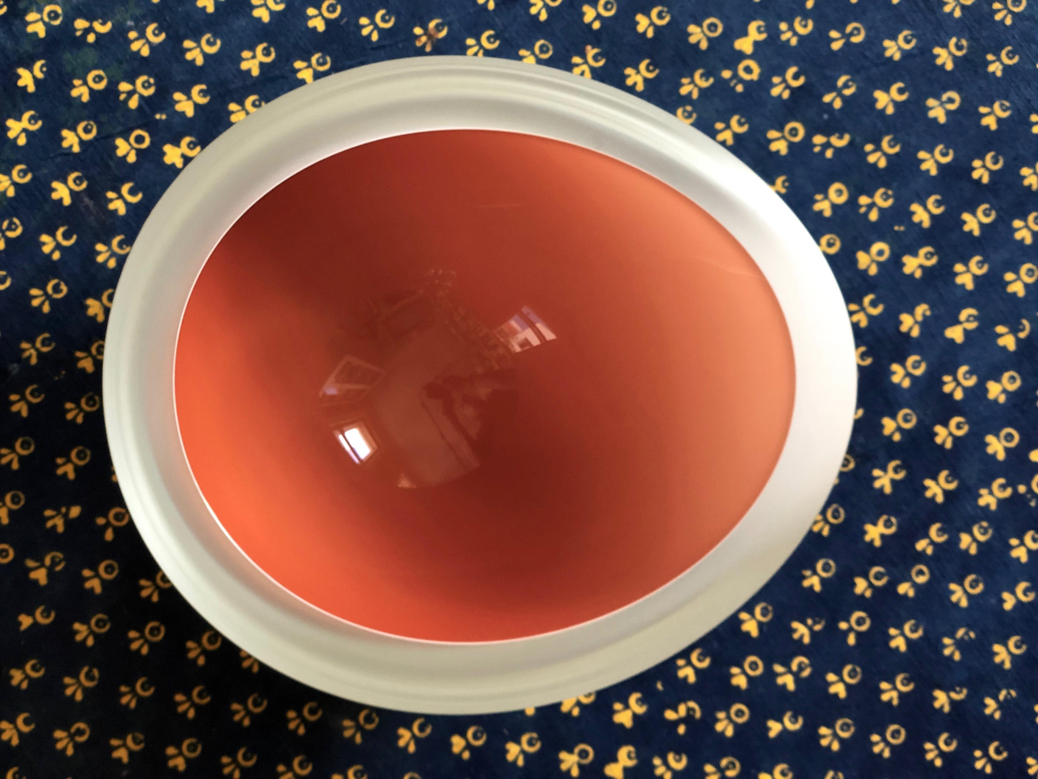 Contemporary Studio Glass Bowl in Coral Color, Made in the Czech Republic, 2010 For Sale 3