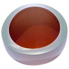 Contemporary Studio Glass Bowl in Coral Color, Made in the Czech Republic, 2010