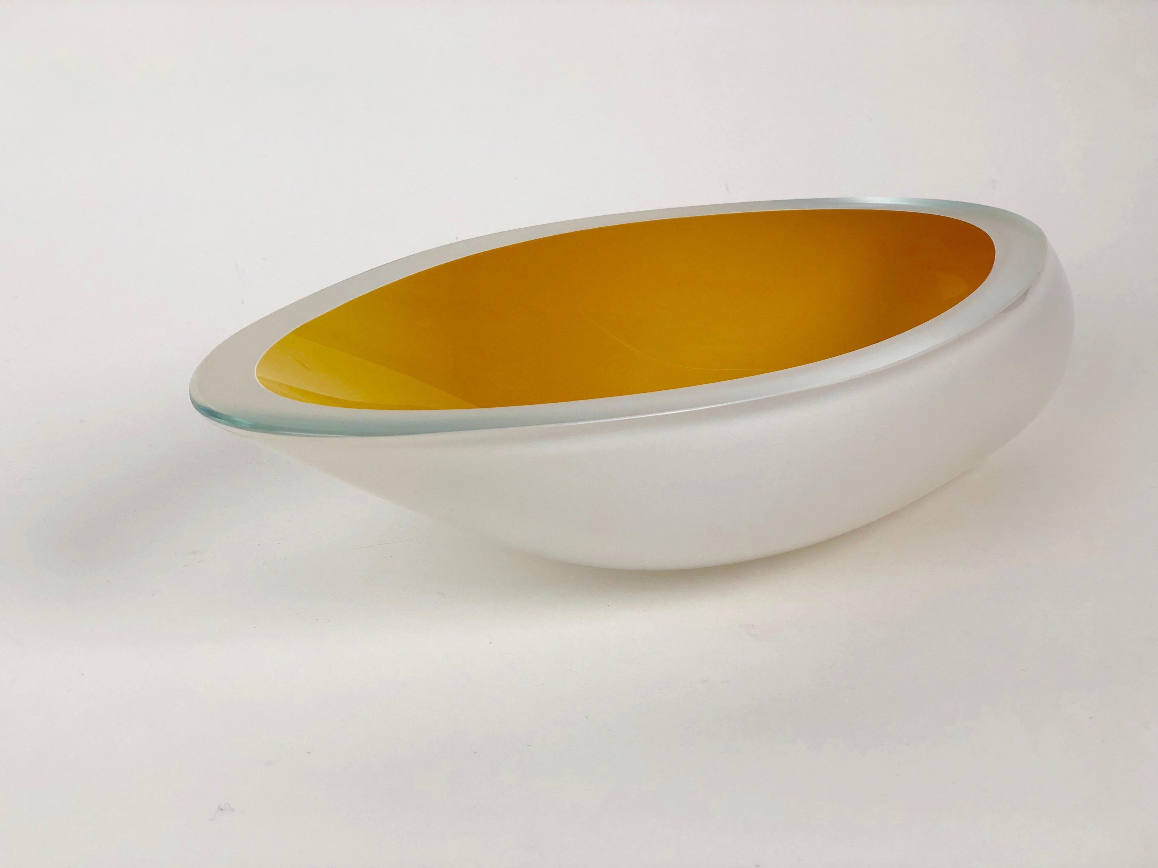 Hand-Crafted Contemporary Studio Glass Bowl Made in the Czech Republic After 2010 For Sale