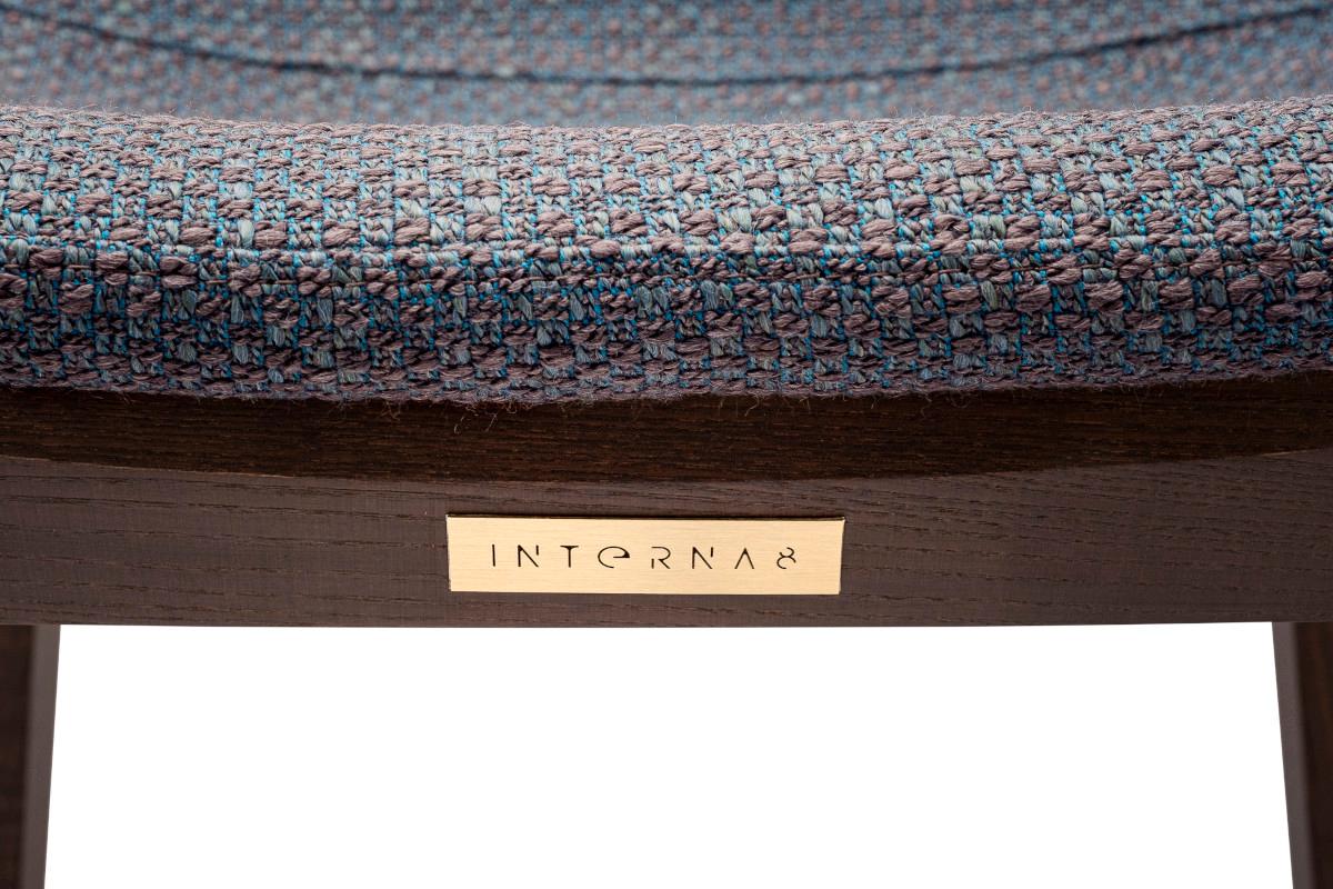 Italian Contemporary set of 2 stools by Studio Tecnico Interna8, Wood Fabric For Sale